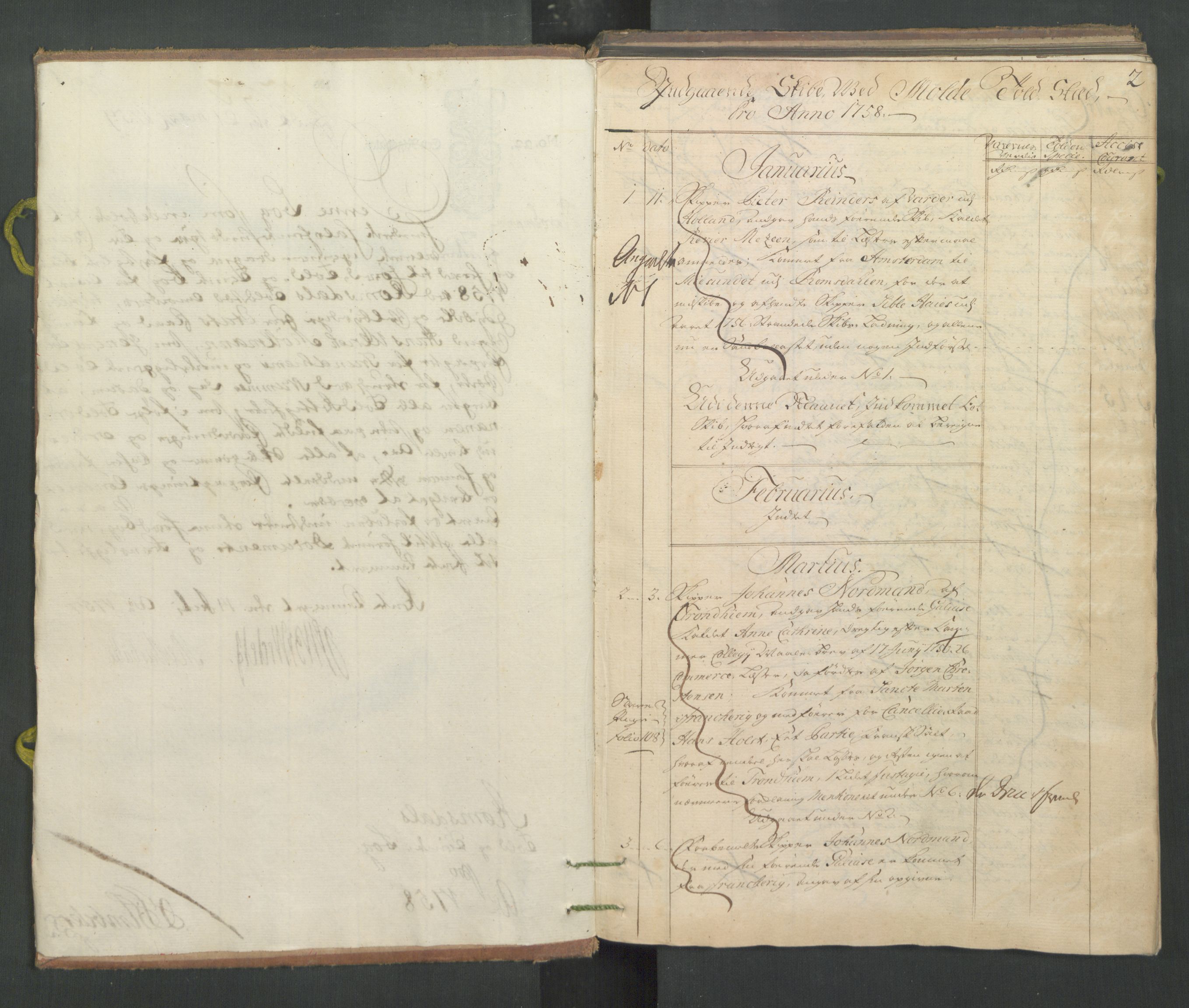 Generaltollkammeret, tollregnskaper, AV/RA-EA-5490/R31/L0019/0001: Tollregnskaper Molde / Hovedtollbok, 1758