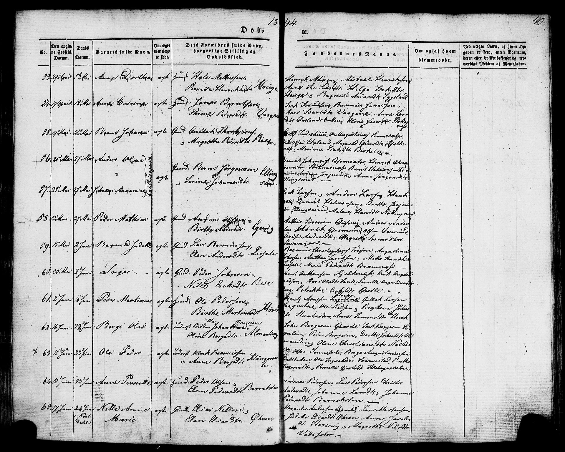 Kinn sokneprestembete, AV/SAB-A-80801/H/Haa/Haaa/L0005: Parish register (official) no. A 5, 1841-1857, p. 40