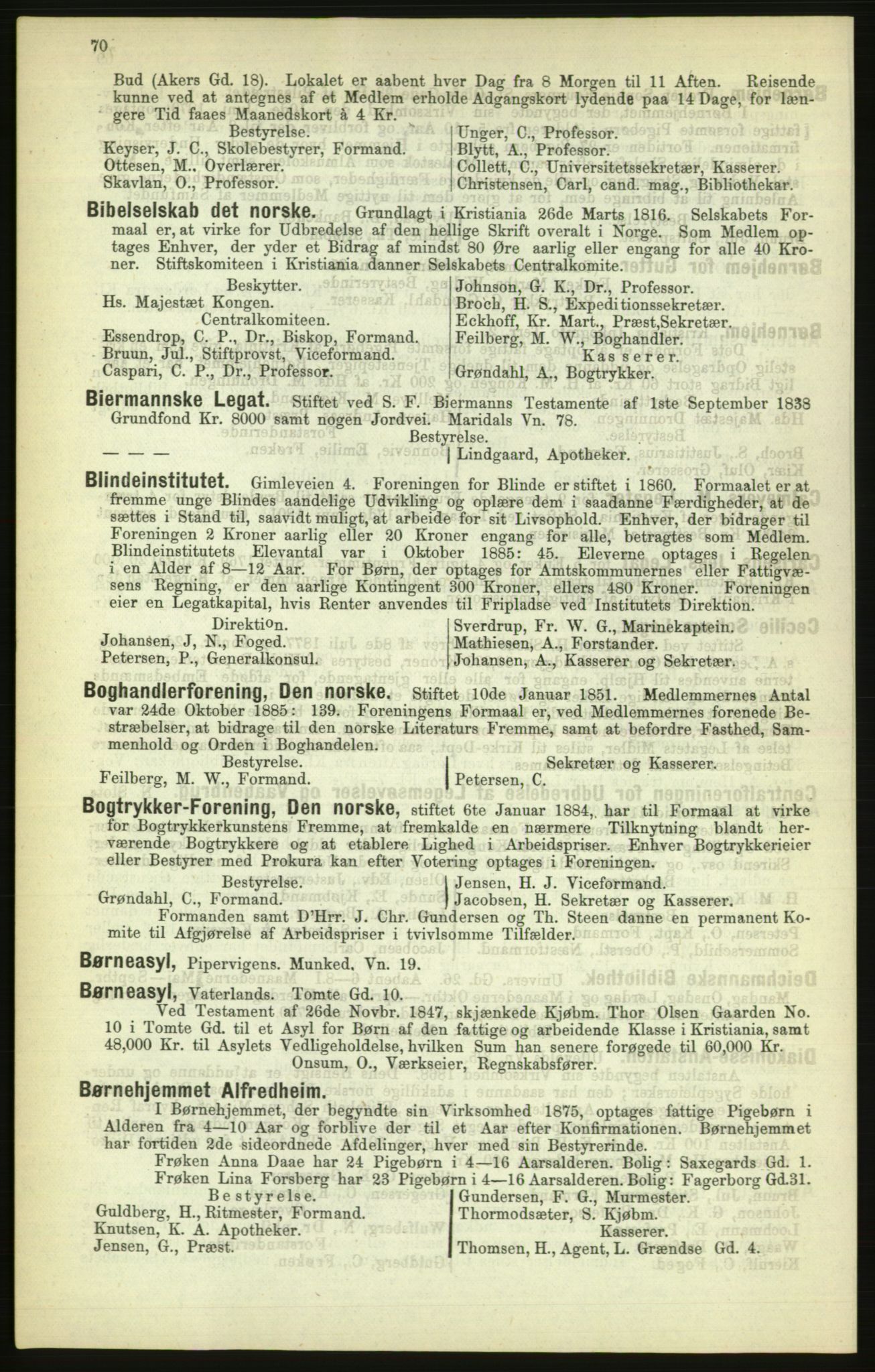 Kristiania/Oslo adressebok, PUBL/-, 1886, p. 70