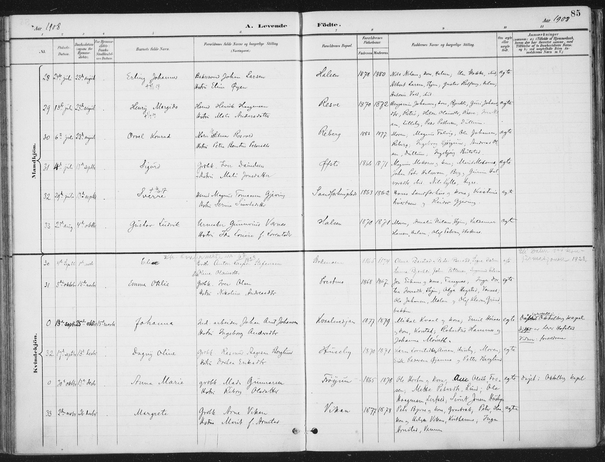 Ministerialprotokoller, klokkerbøker og fødselsregistre - Nord-Trøndelag, AV/SAT-A-1458/709/L0082: Parish register (official) no. 709A22, 1896-1916, p. 85