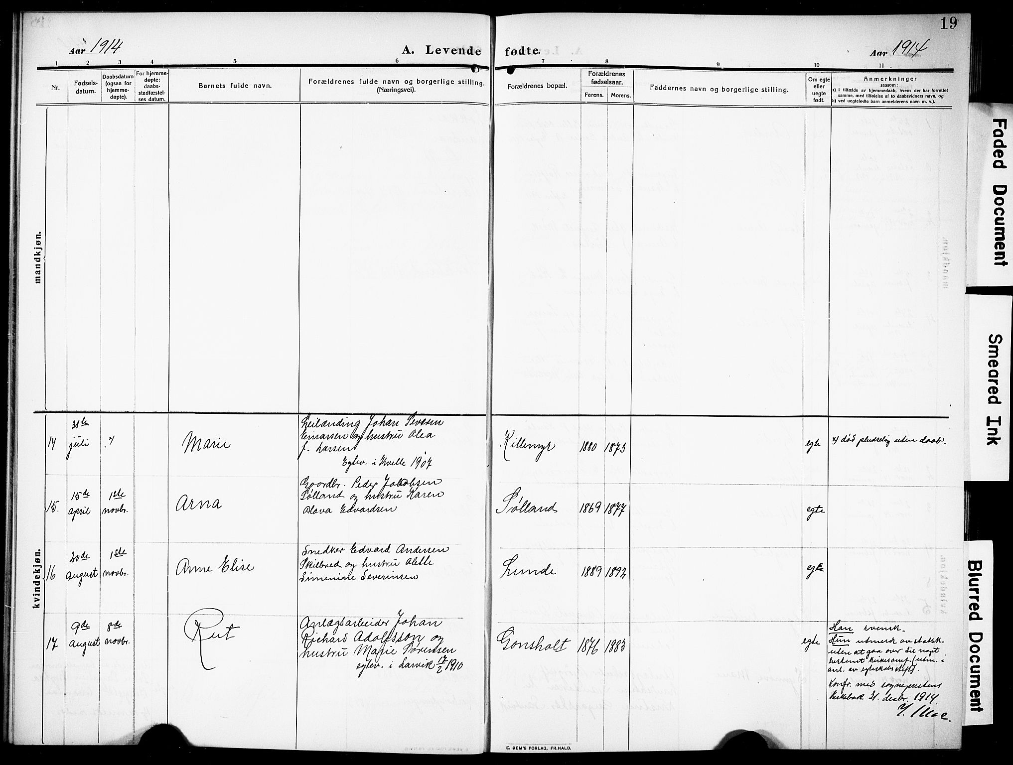 Siljan kirkebøker, AV/SAKO-A-300/G/Ga/L0003: Parish register (copy) no. 3, 1909-1927, p. 19