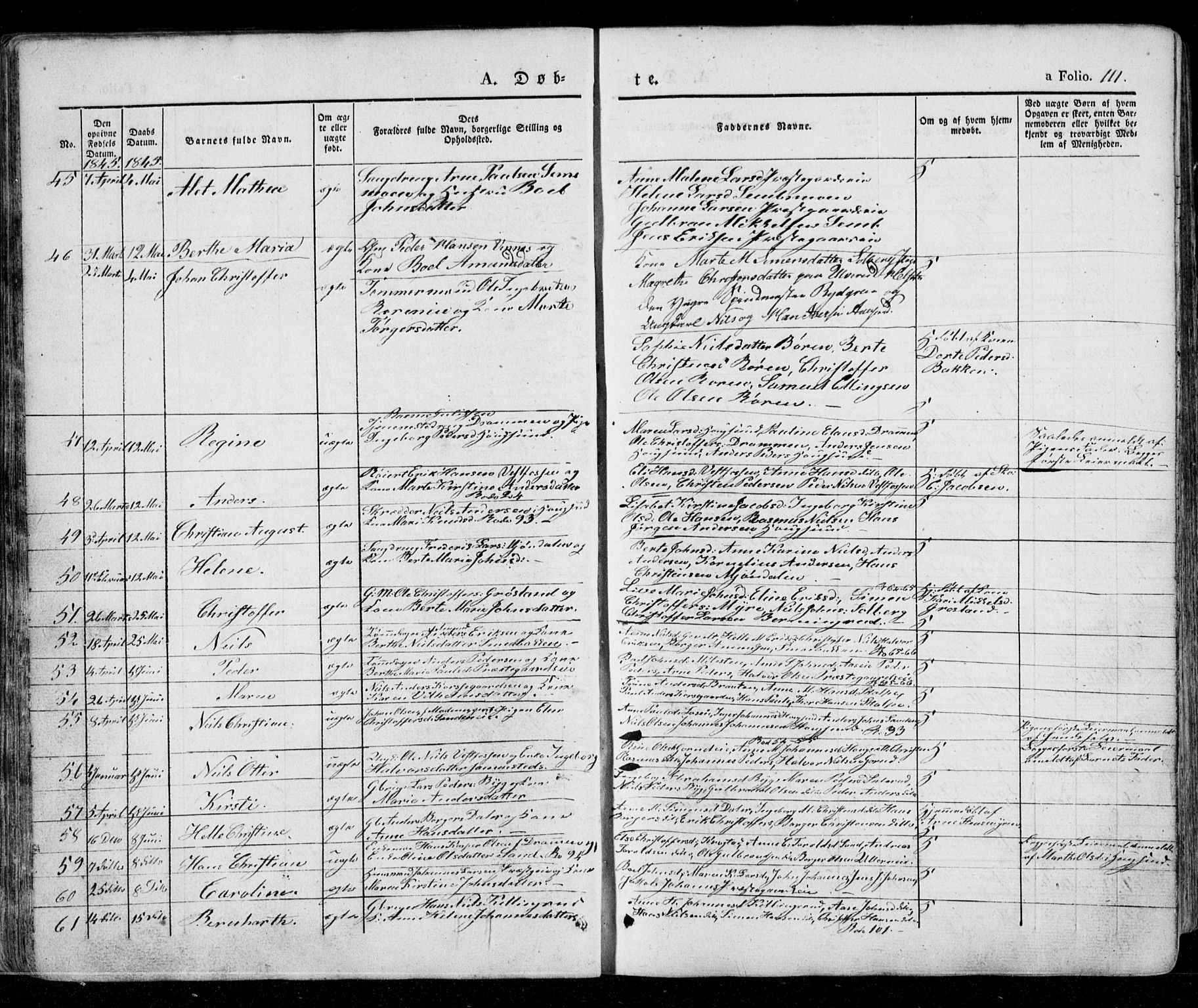 Eiker kirkebøker, AV/SAKO-A-4/G/Ga/L0002: Parish register (copy) no. I 2, 1832-1856, p. 111