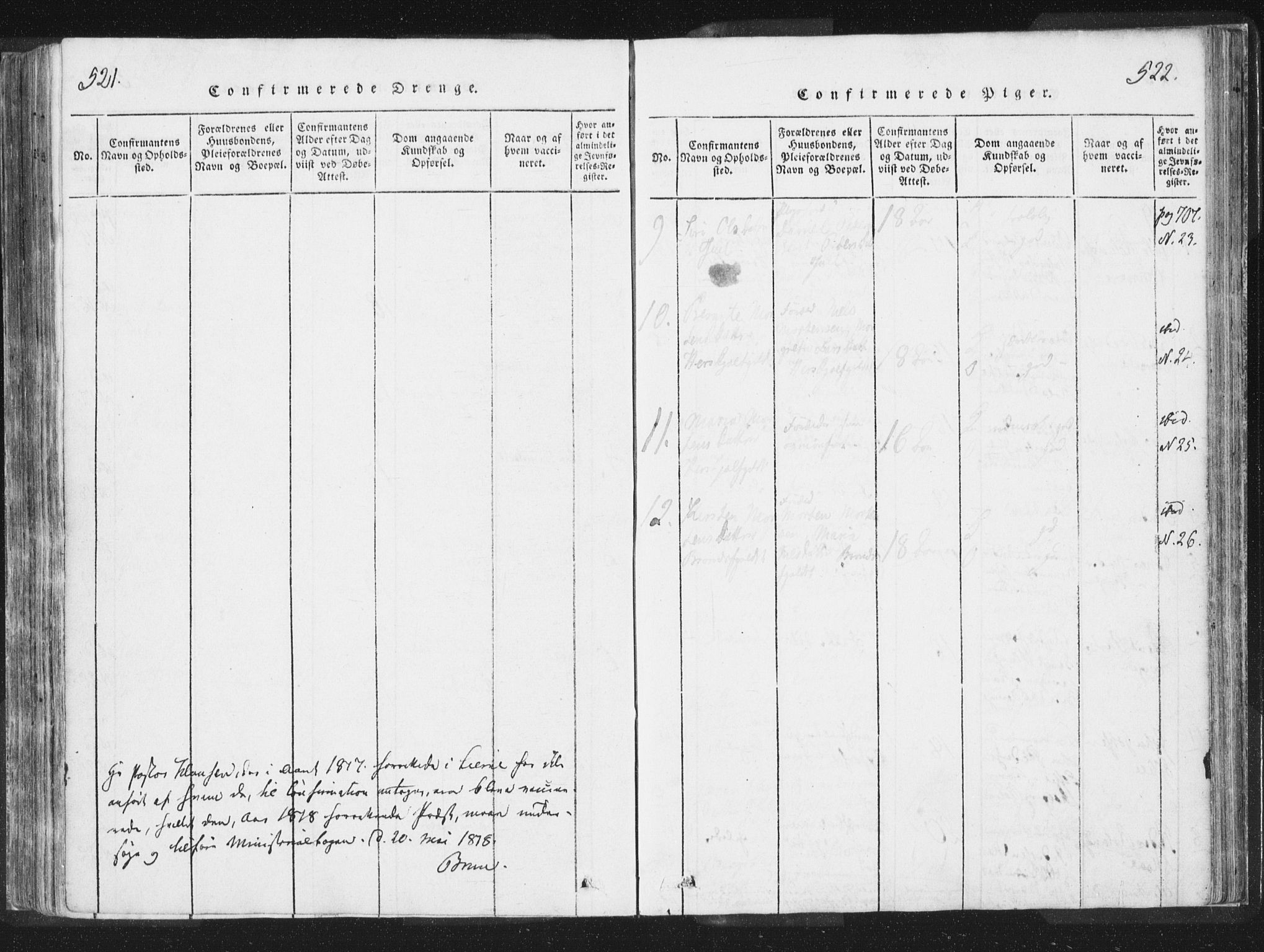 Ministerialprotokoller, klokkerbøker og fødselsregistre - Nord-Trøndelag, SAT/A-1458/755/L0491: Parish register (official) no. 755A01 /2, 1817-1864, p. 521-522