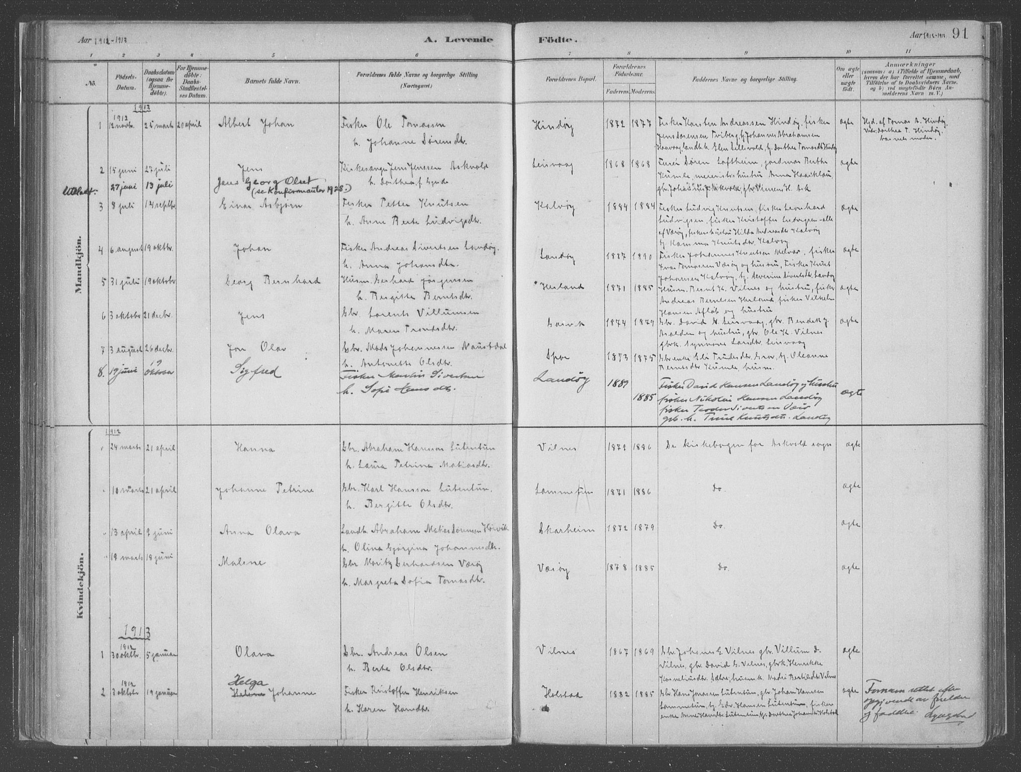 Askvoll sokneprestembete, SAB/A-79501/H/Haa/Haac/L0001: Parish register (official) no. C  1, 1879-1922, p. 91