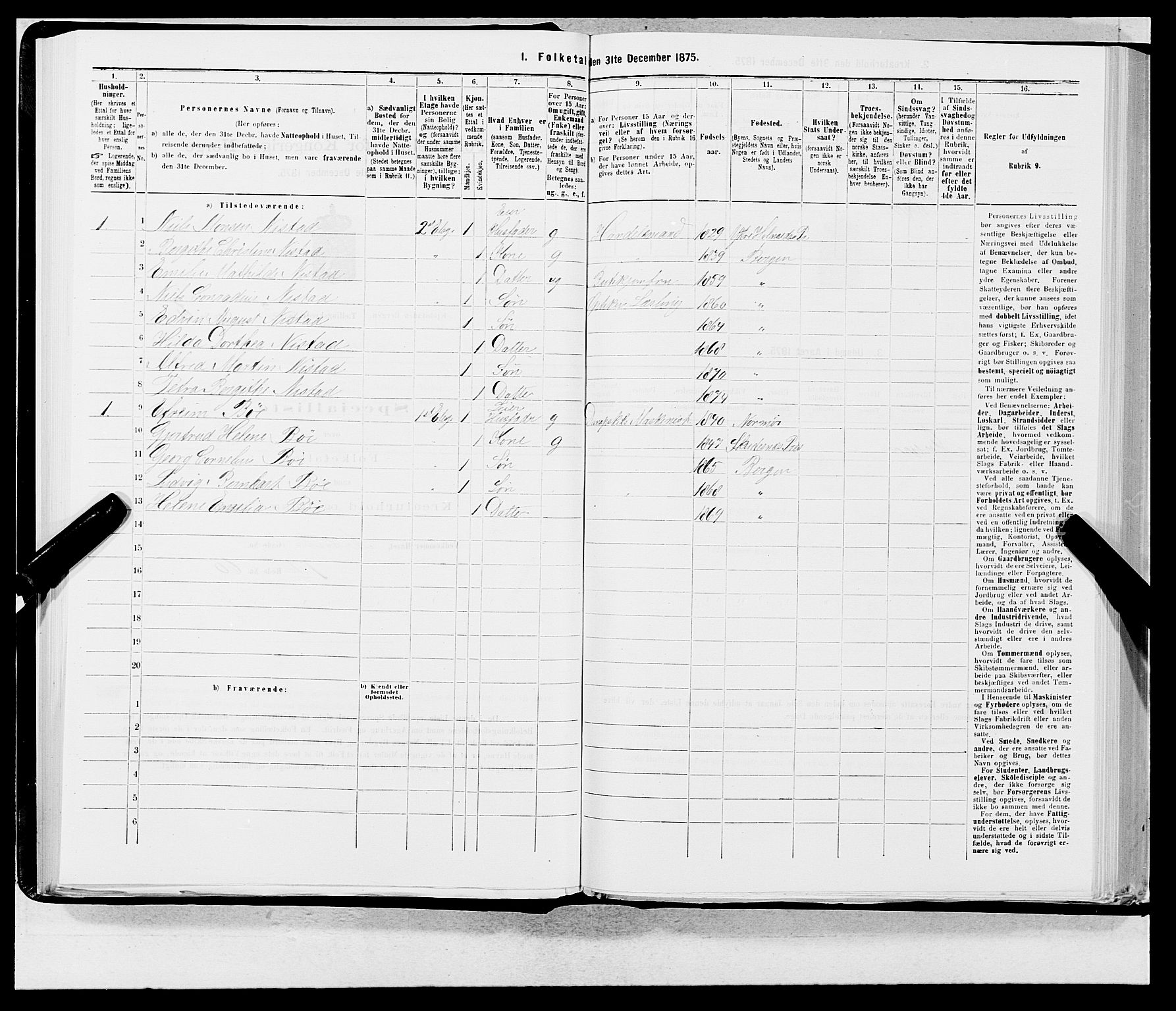 SAB, 1875 census for 1301 Bergen, 1875, p. 112