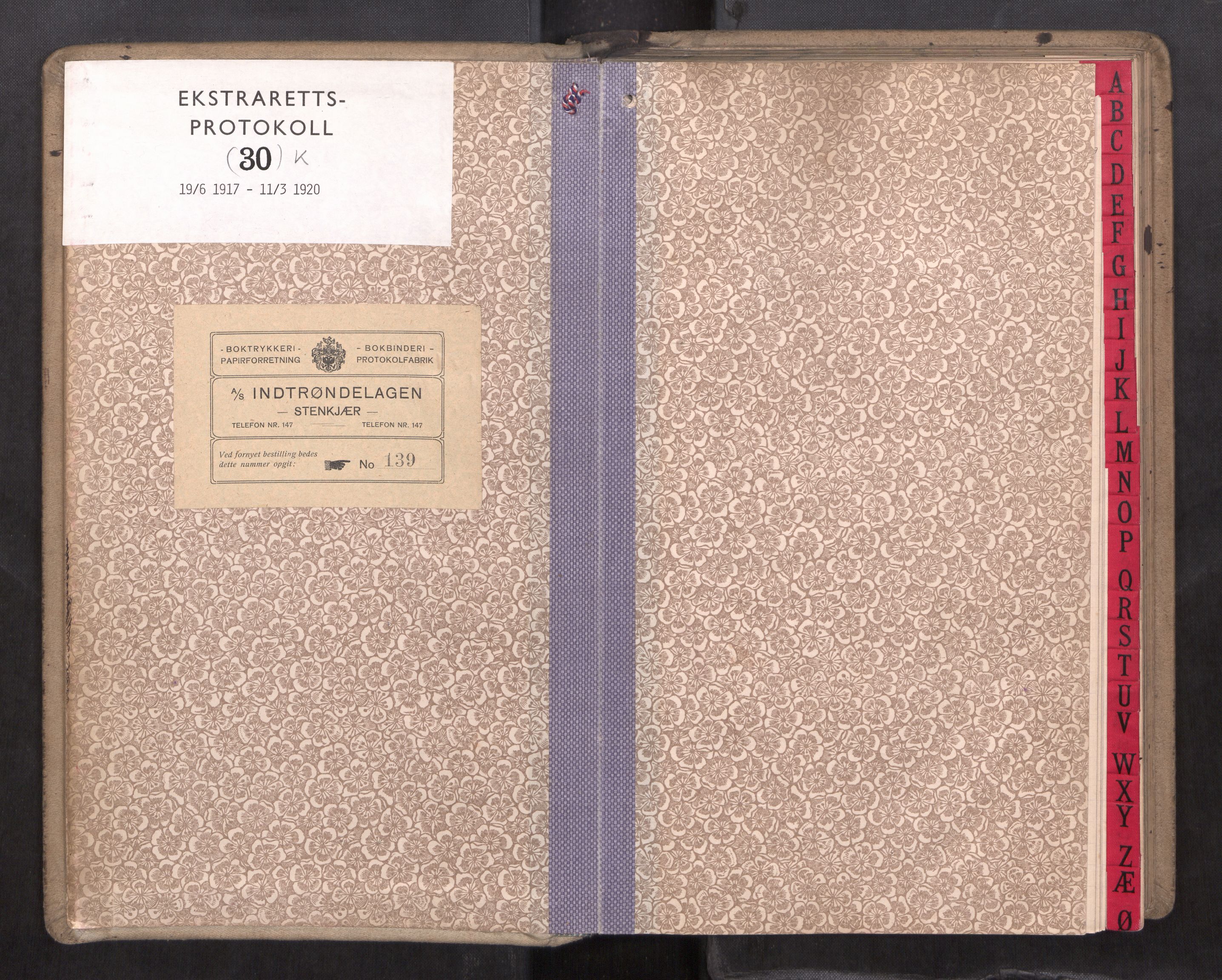 Inderøy sorenskriveri, SAT/A-4147/1/1/1B/L0030: Ekstrarettsprotokoll K, 1917-1920
