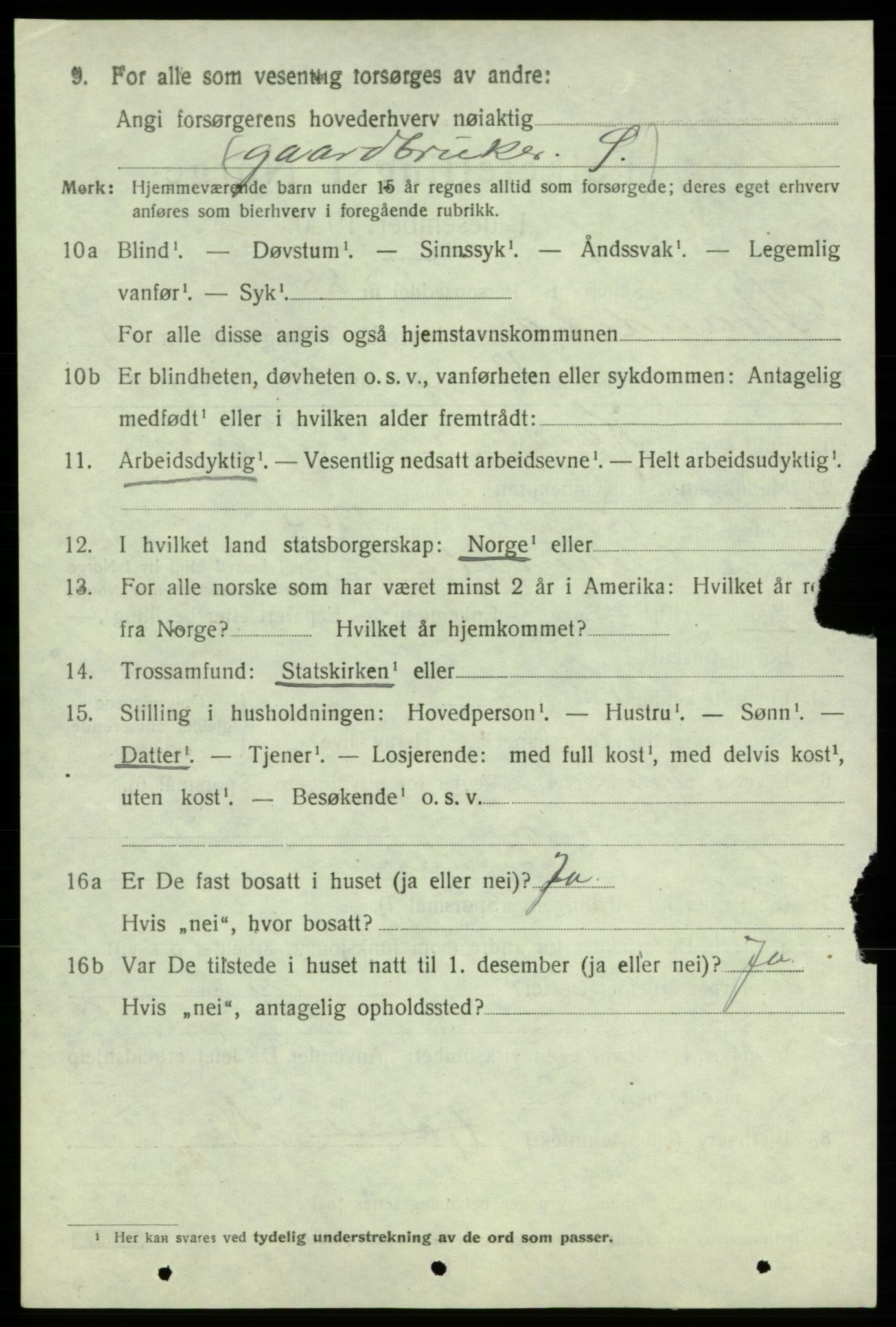 SAB, 1920 census for Strandebarm, 1920, p. 3939