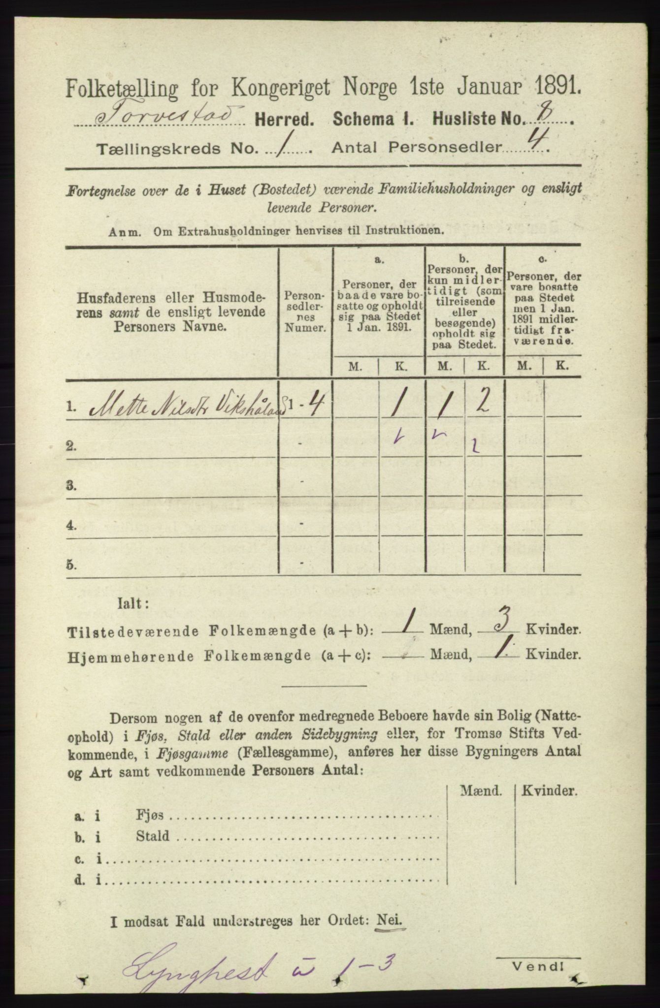 RA, 1891 census for 1152 Torvastad, 1891, p. 25