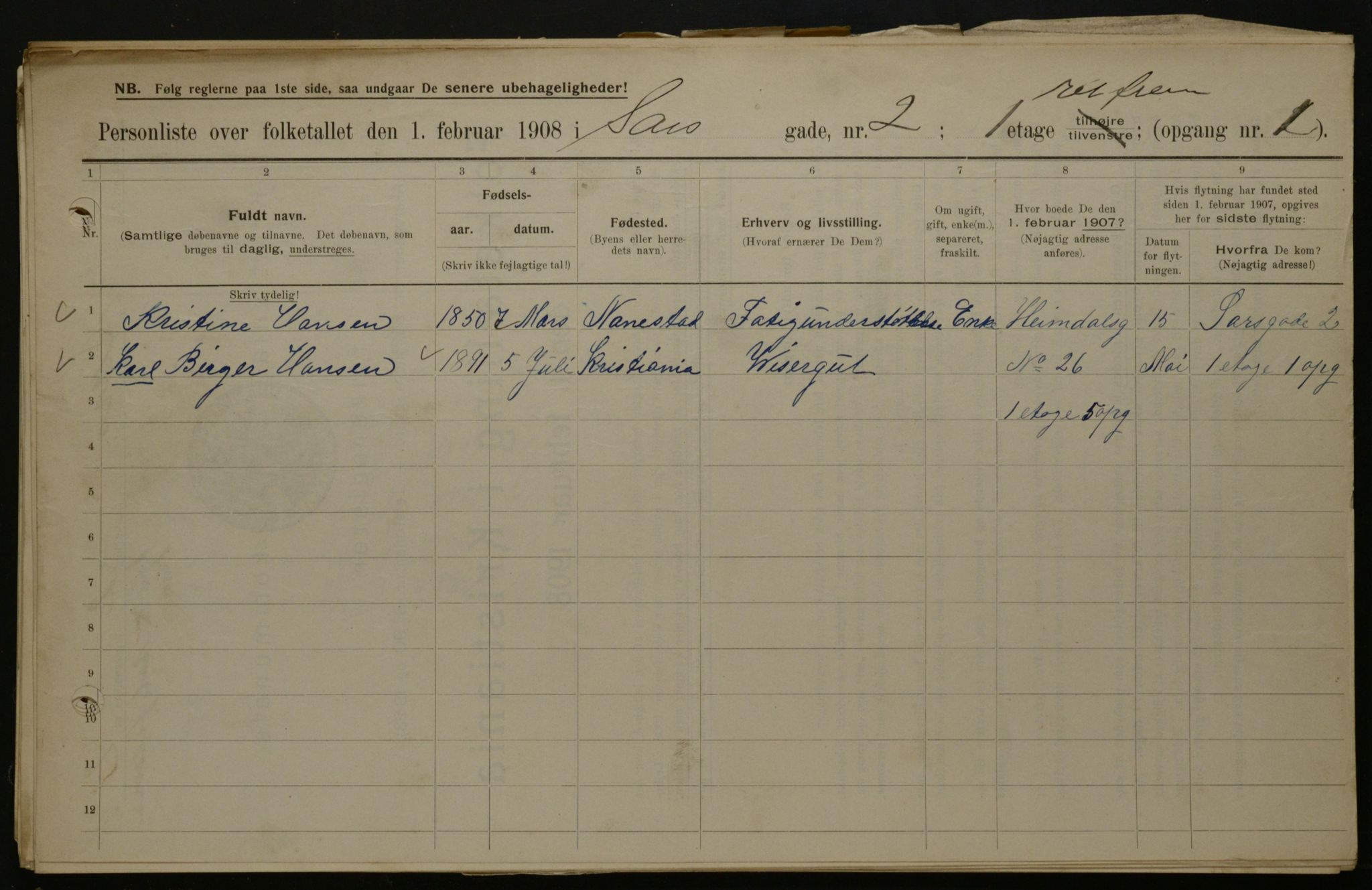 OBA, Municipal Census 1908 for Kristiania, 1908, p. 80412