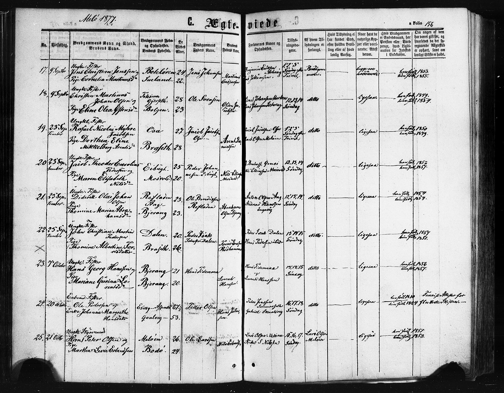 Ministerialprotokoller, klokkerbøker og fødselsregistre - Nordland, AV/SAT-A-1459/841/L0607: Parish register (official) no. 841A11 /2, 1863-1877, p. 156