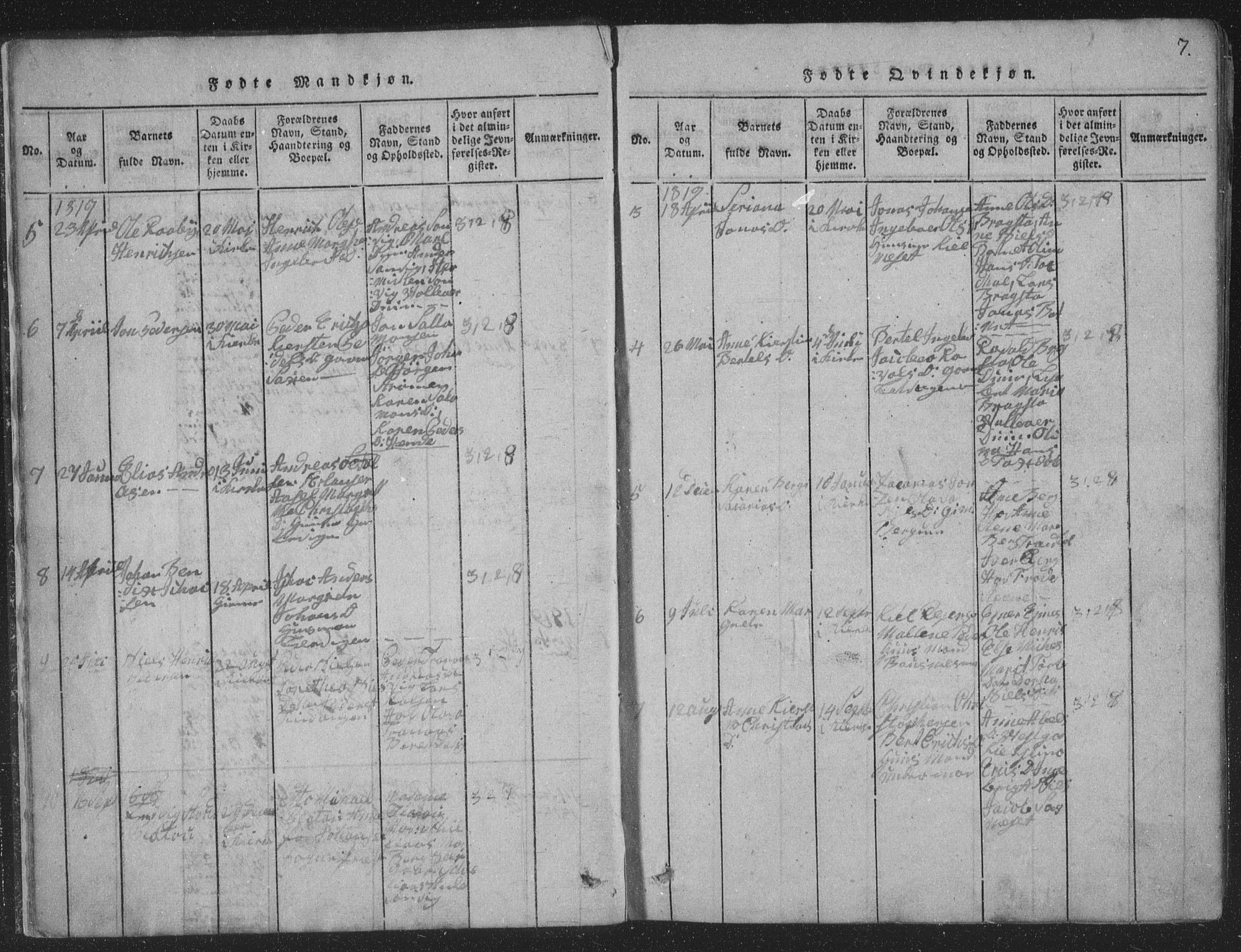 Ministerialprotokoller, klokkerbøker og fødselsregistre - Nord-Trøndelag, SAT/A-1458/773/L0613: Parish register (official) no. 773A04, 1815-1845, p. 7