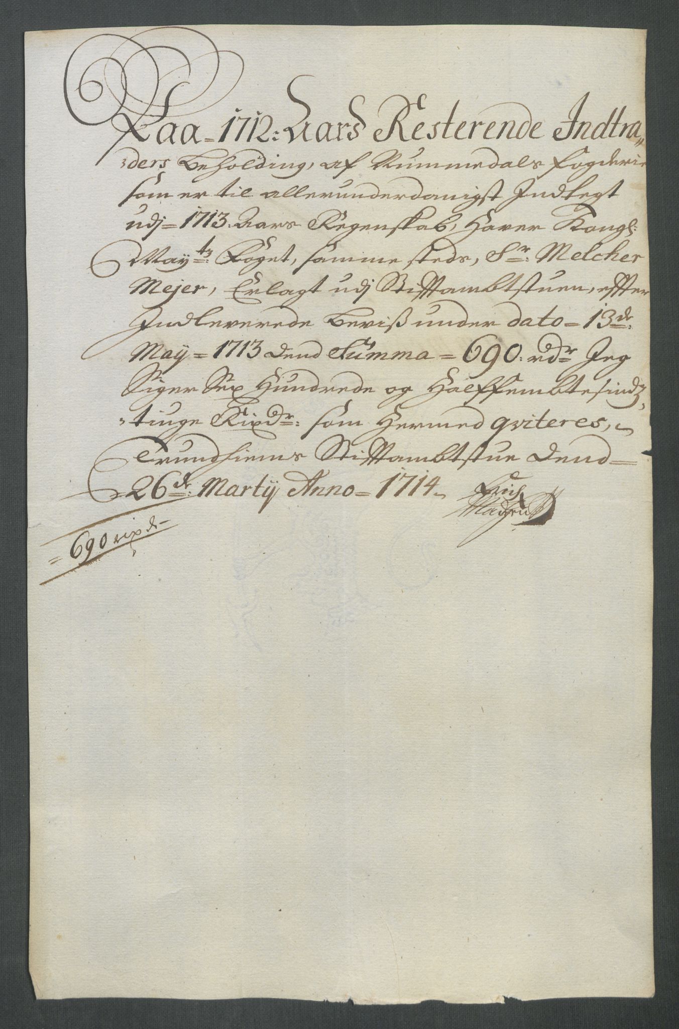 Rentekammeret inntil 1814, Reviderte regnskaper, Fogderegnskap, AV/RA-EA-4092/R64/L4434: Fogderegnskap Namdal, 1713, p. 247