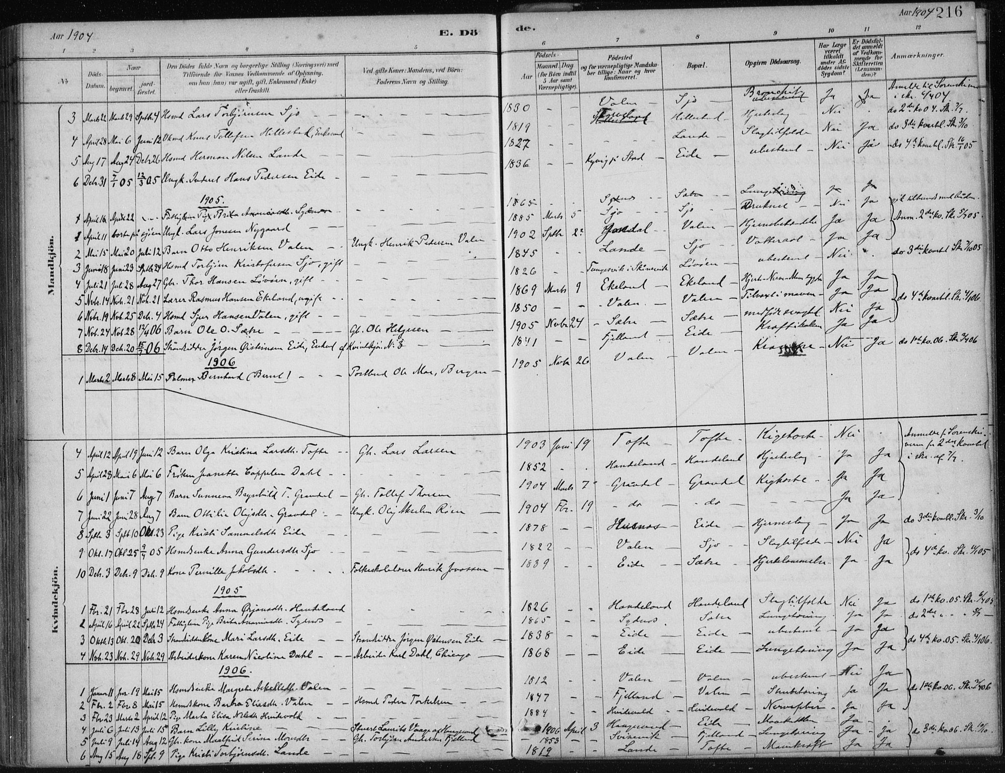 Fjelberg sokneprestembete, SAB/A-75201/H/Haa: Parish register (official) no. C  1, 1879-1918, p. 216