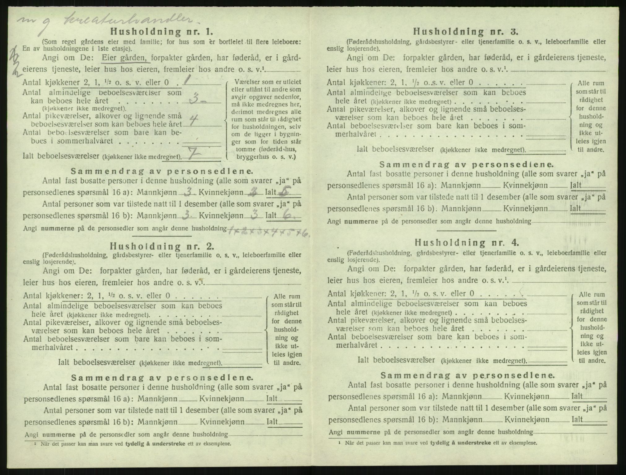 SAK, 1920 census for Fjære, 1920, p. 1074