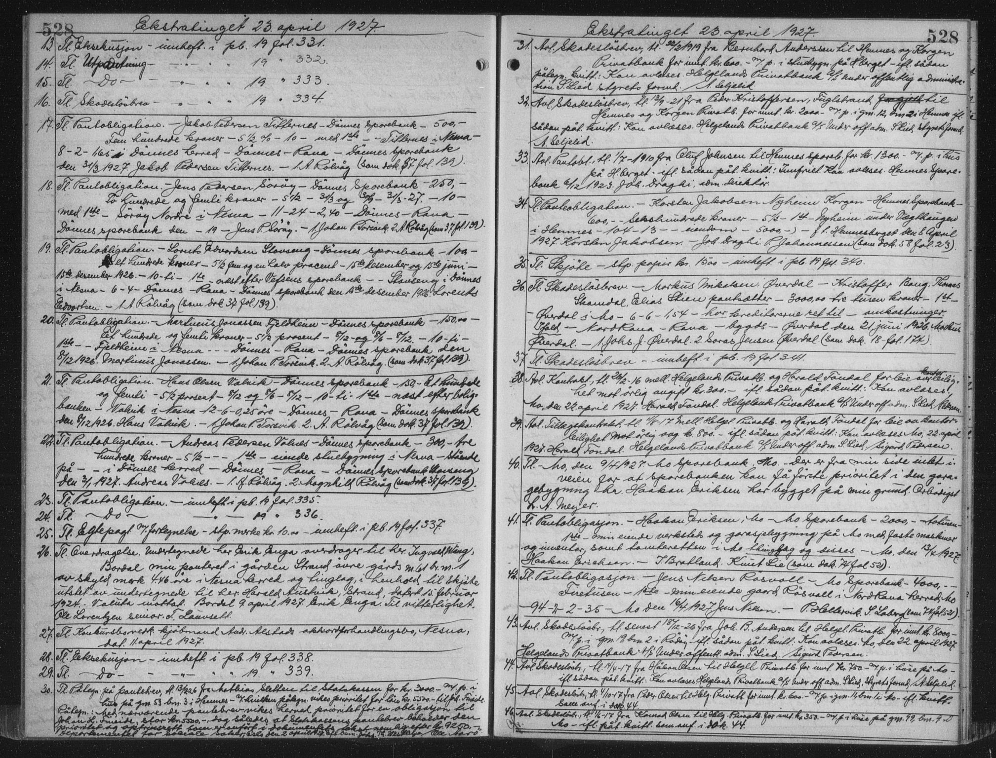 Rana sorenskriveri , AV/SAT-A-1108/1/2/2C/L0018: Mortgage book no. 18, 1923-1928, p. 528, Deed date: 23.04.1927