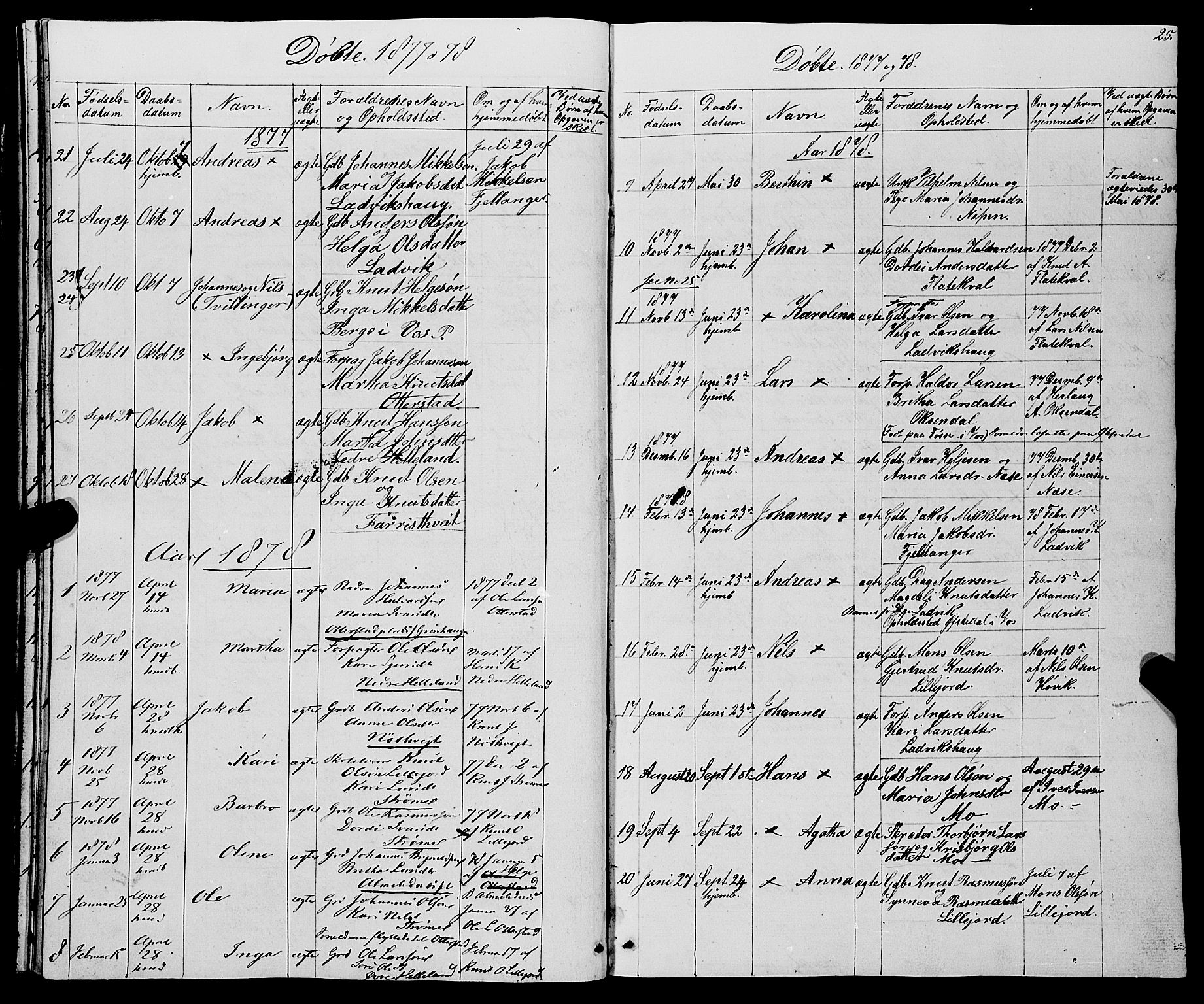 Osterfjorden Soknepresembete, SAB/A-77301: Parish register (copy) no. B 1, 1851-1890, p. 25