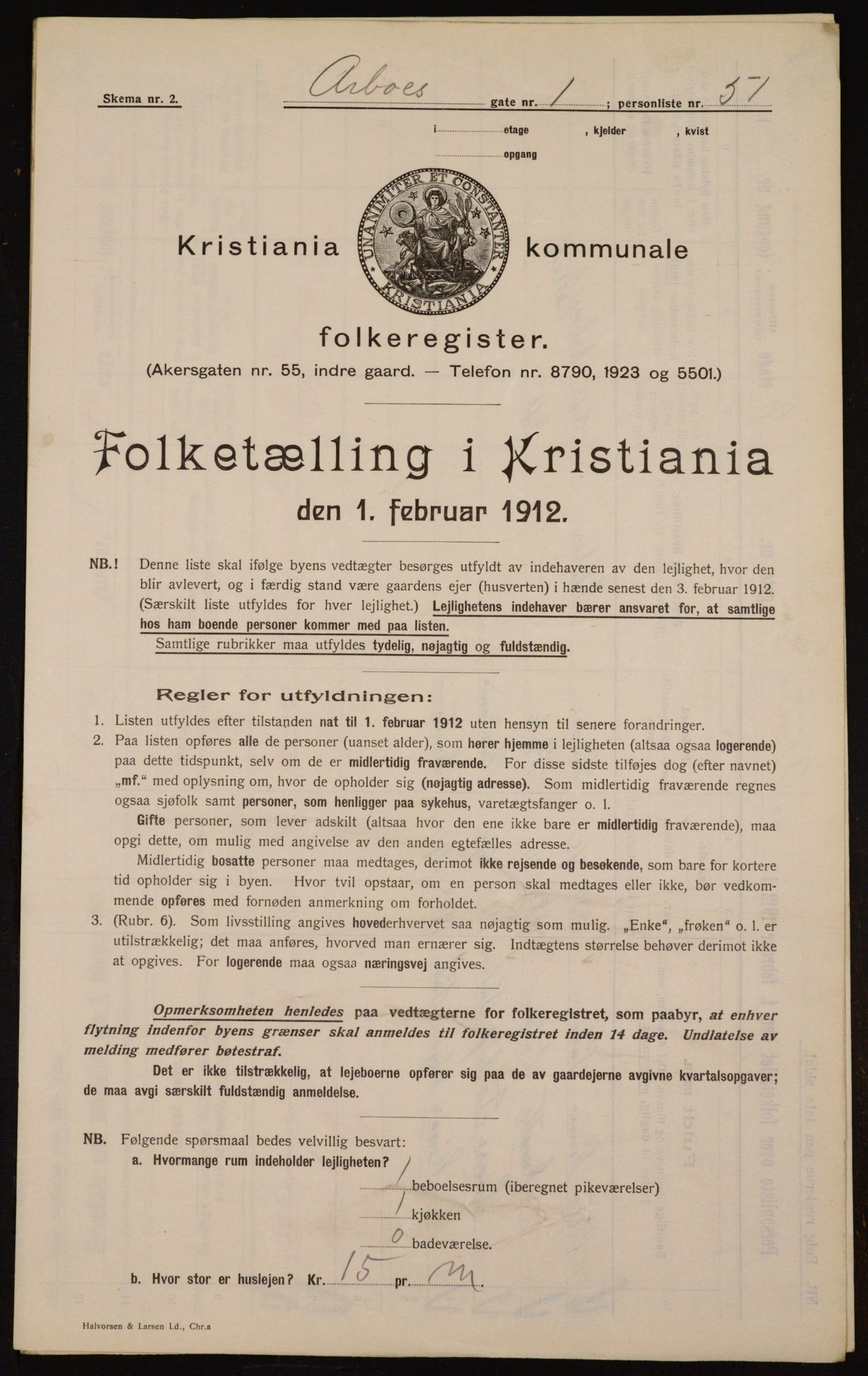 OBA, Municipal Census 1912 for Kristiania, 1912, p. 1635