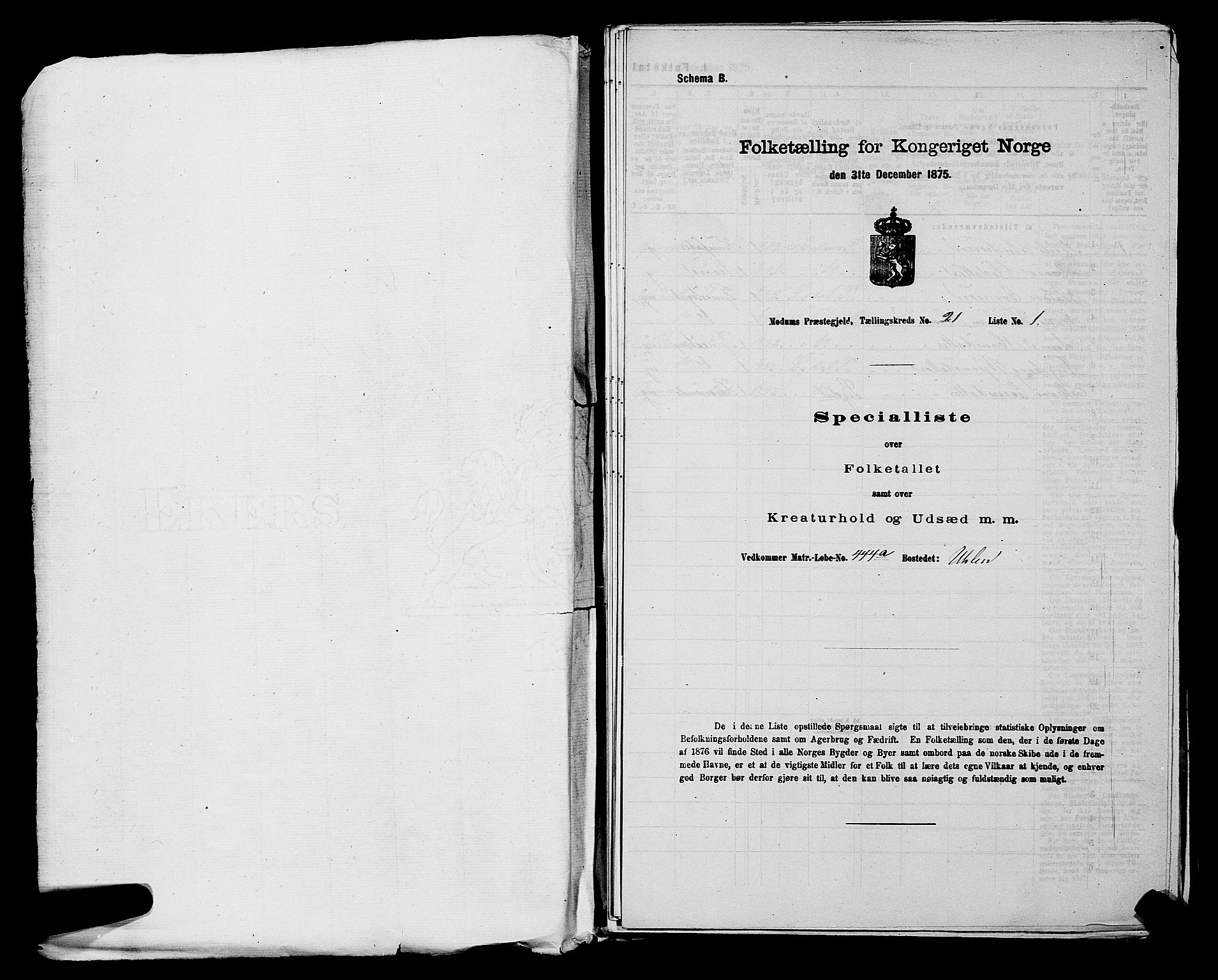 SAKO, 1875 census for 0623P Modum, 1875, p. 2551