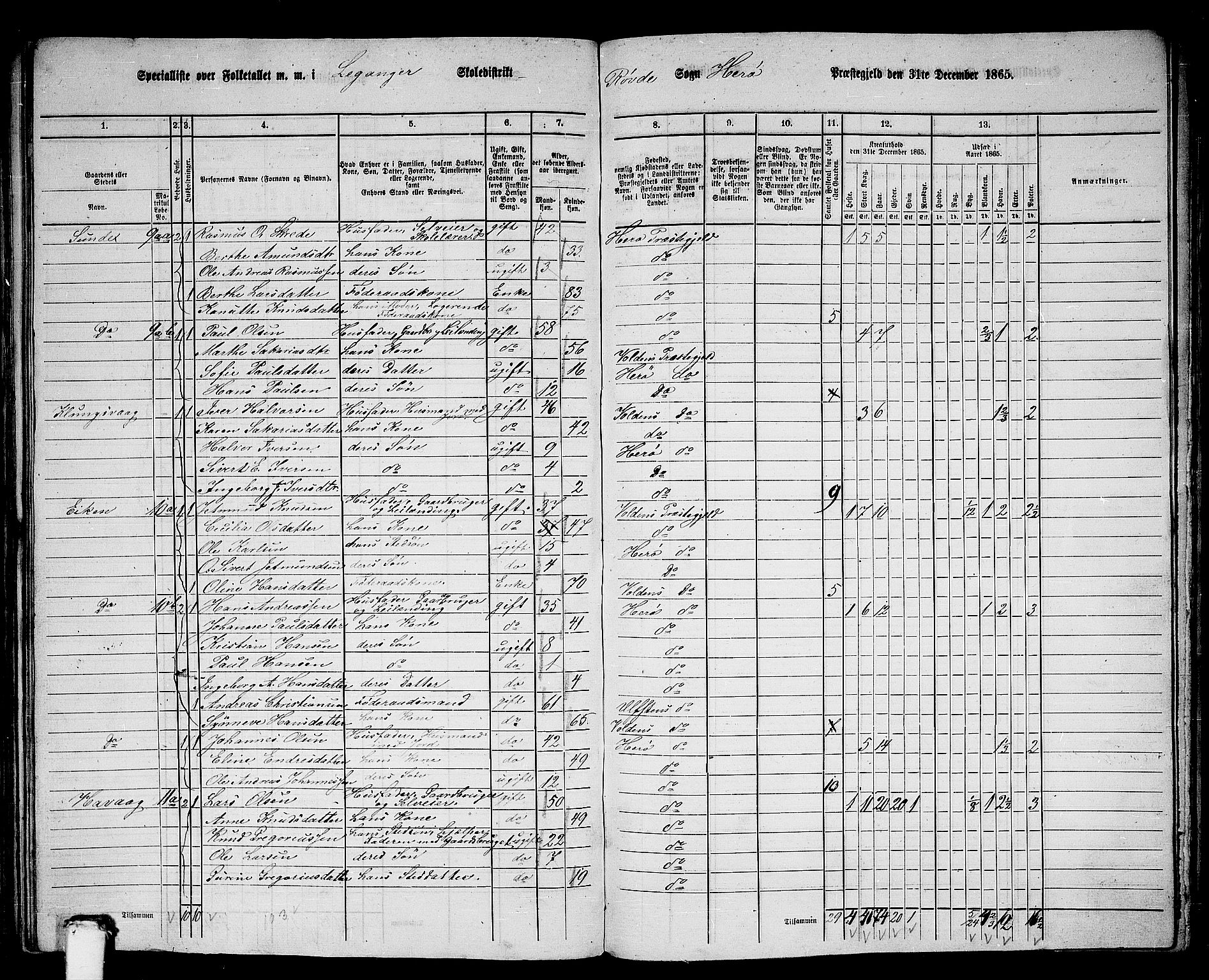 RA, 1865 census for Herøy, 1865, p. 166