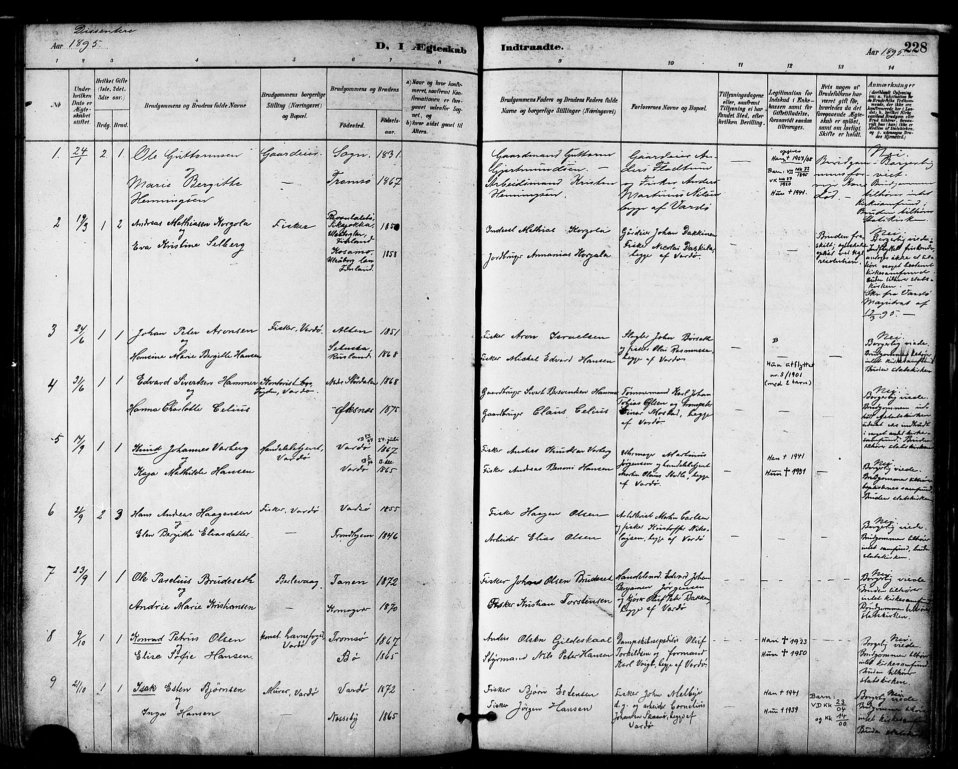 Vardø sokneprestkontor, SATØ/S-1332/H/Ha/L0007kirke: Parish register (official) no. 7, 1886-1897, p. 228