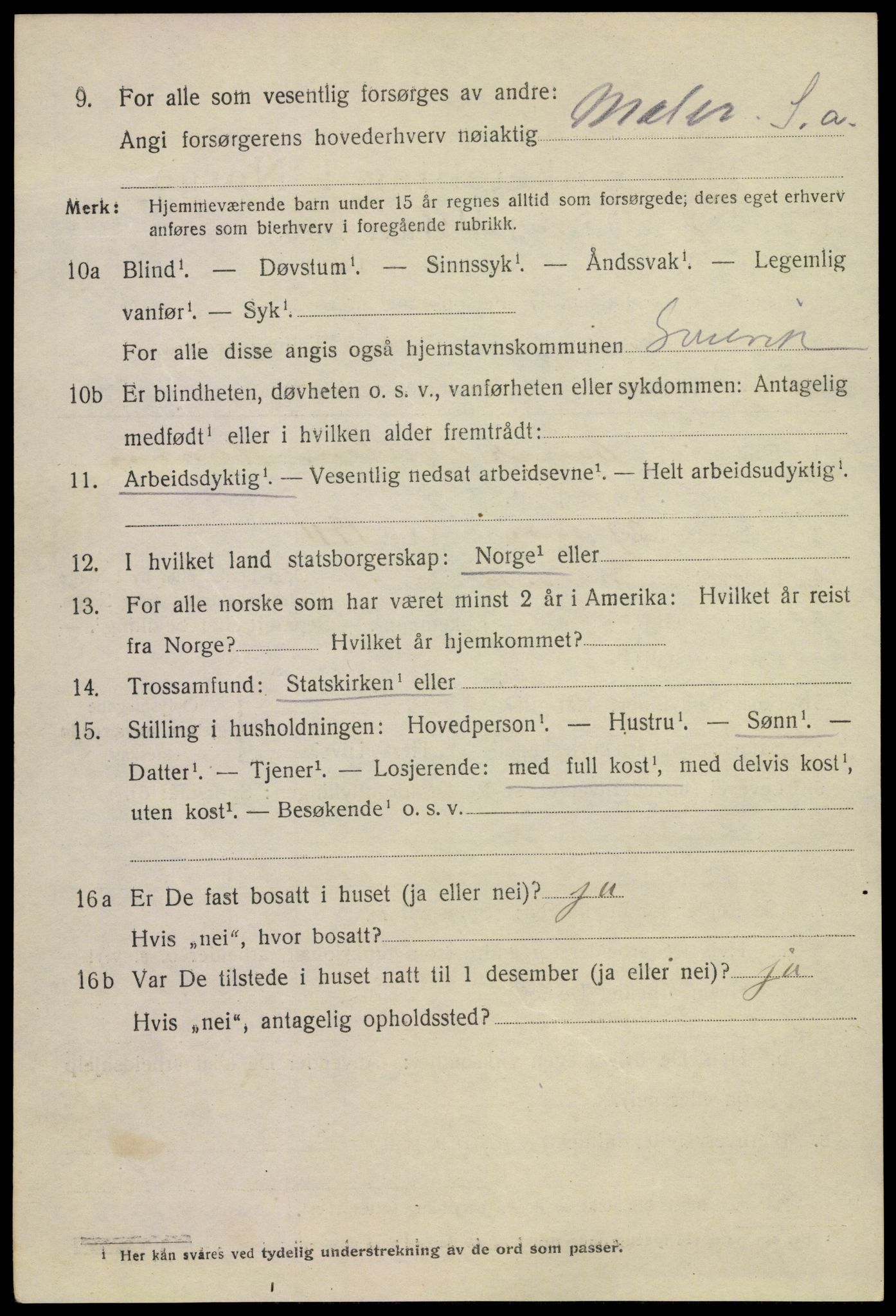 SAKO, 1920 census for Svelvik, 1920, p. 3126