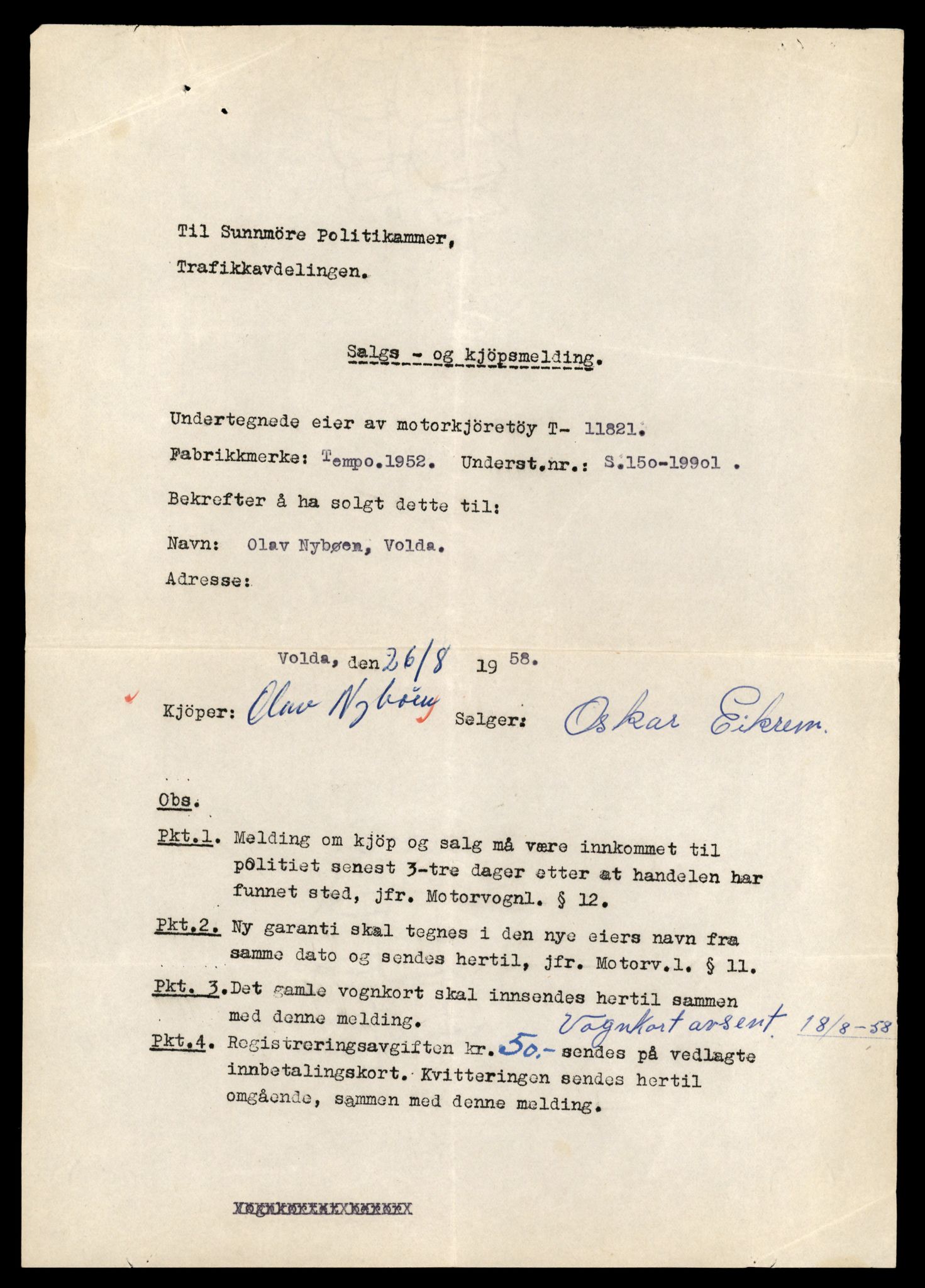 Møre og Romsdal vegkontor - Ålesund trafikkstasjon, AV/SAT-A-4099/F/Fe/L0031: Registreringskort for kjøretøy T 11800 - T 11996, 1927-1998, p. 435