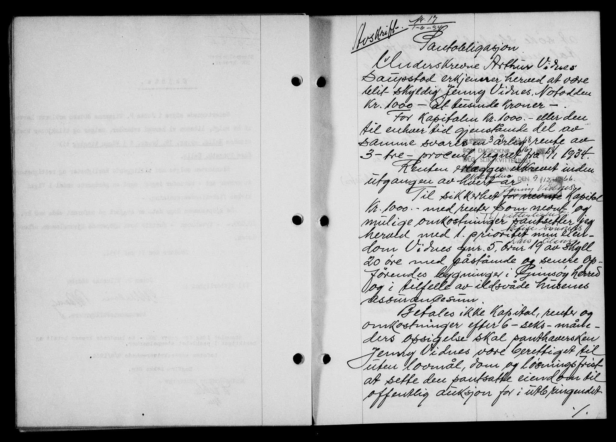 Lofoten sorenskriveri, SAT/A-0017/1/2/2C/L0029b: Mortgage book no. 29b, 1934-1934, Deed date: 01.06.1934