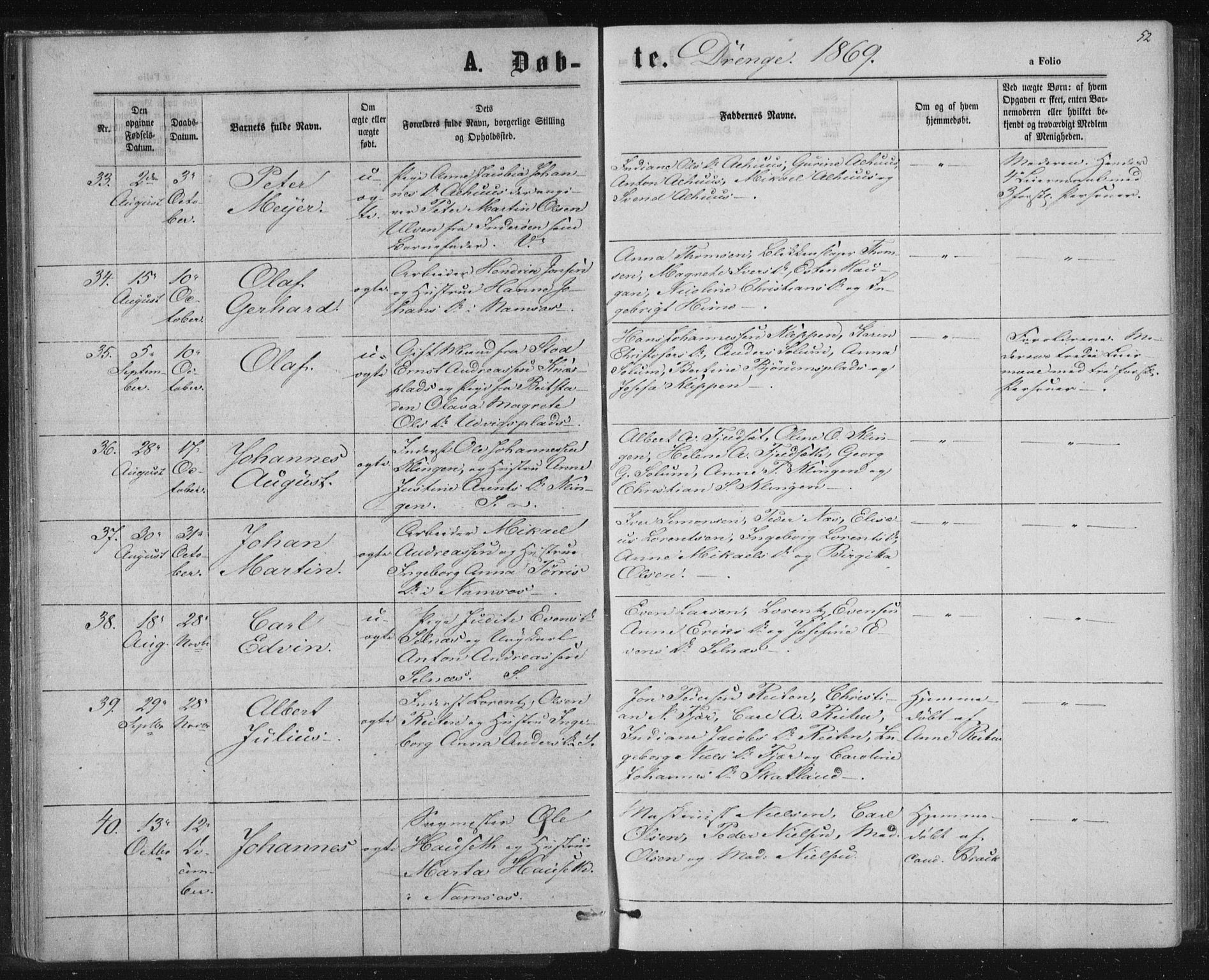 Ministerialprotokoller, klokkerbøker og fødselsregistre - Nord-Trøndelag, SAT/A-1458/768/L0570: Parish register (official) no. 768A05, 1865-1874, p. 52