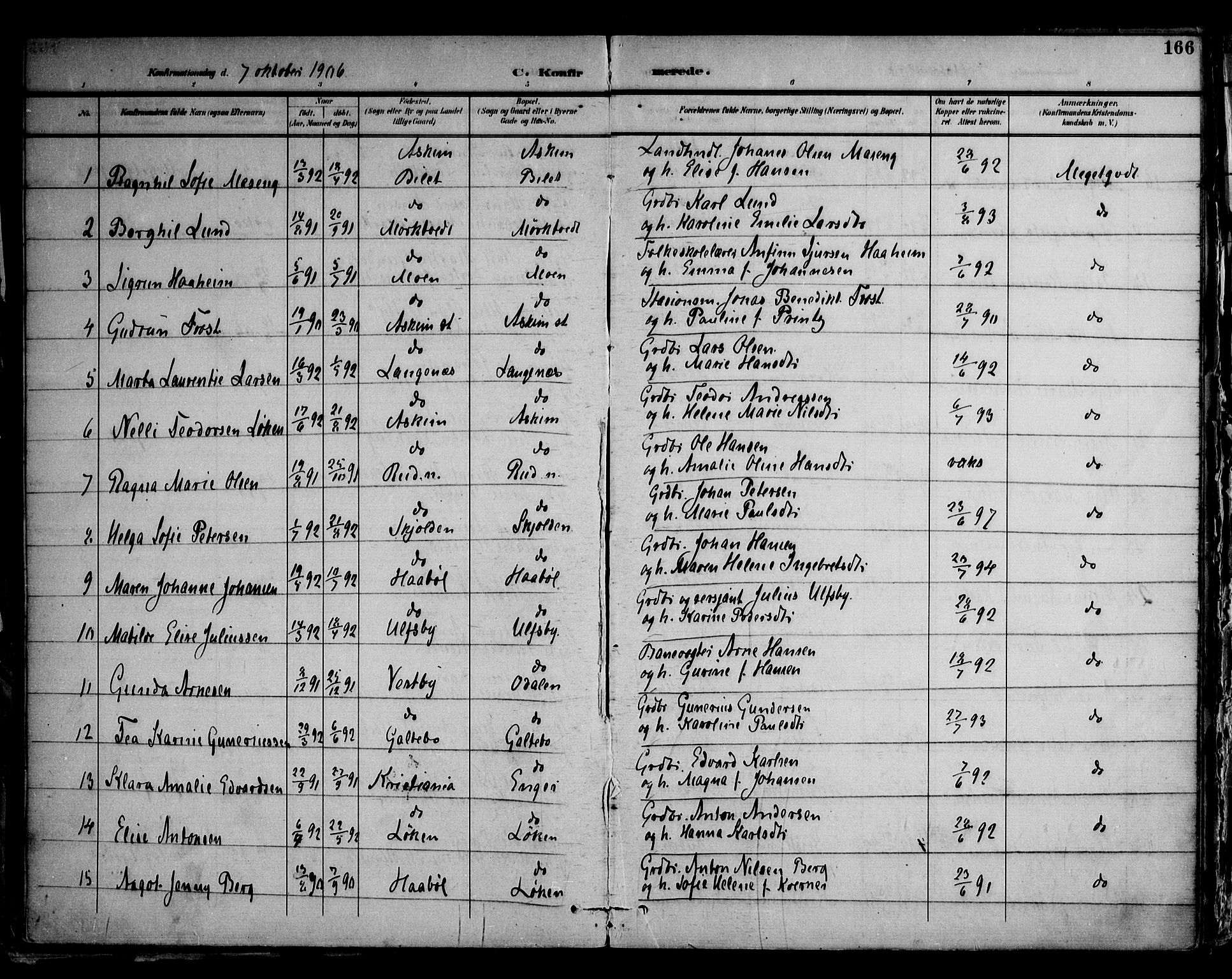 Askim prestekontor Kirkebøker, AV/SAO-A-10900/F/Fa/L0008: Parish register (official) no. 8, 1898-1912, p. 166