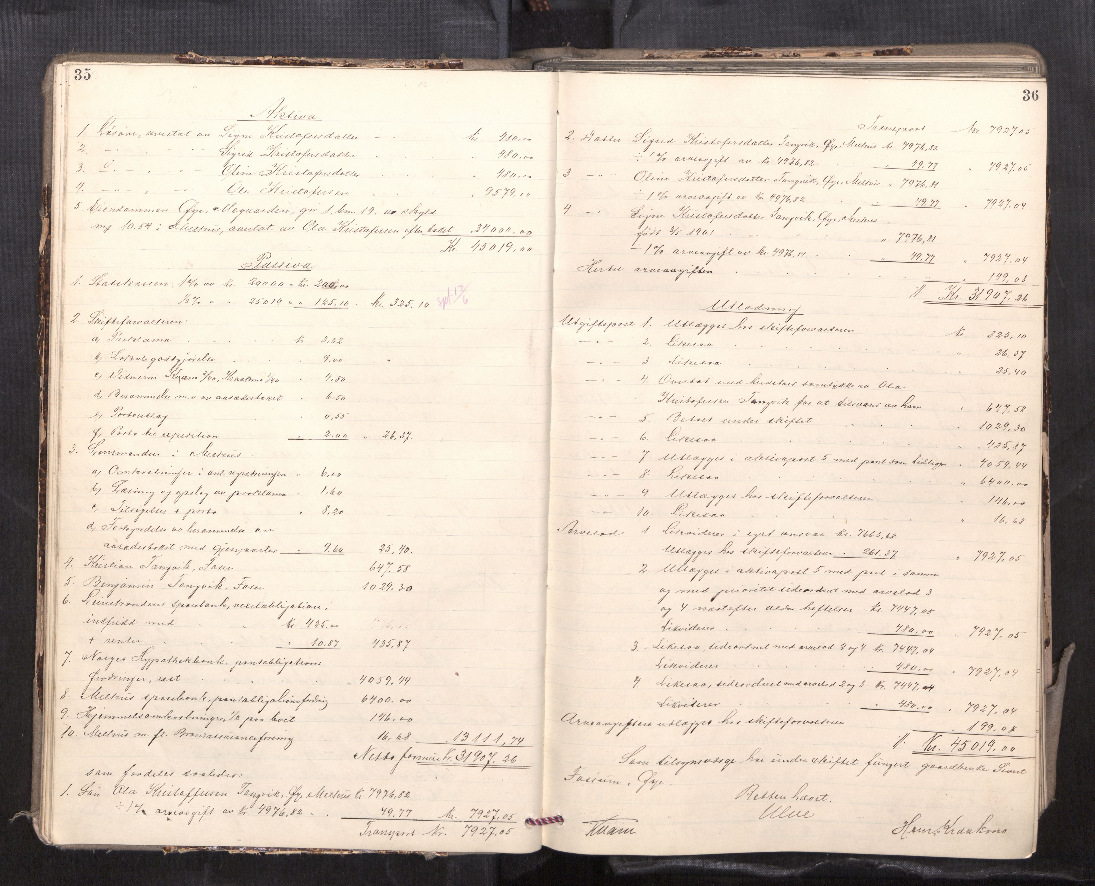 Gauldal sorenskriveri, AV/SAT-A-0014/1/3/3A/L0018: Skifteslutningsprotokoll  5, 1917-1924, p. 35-36