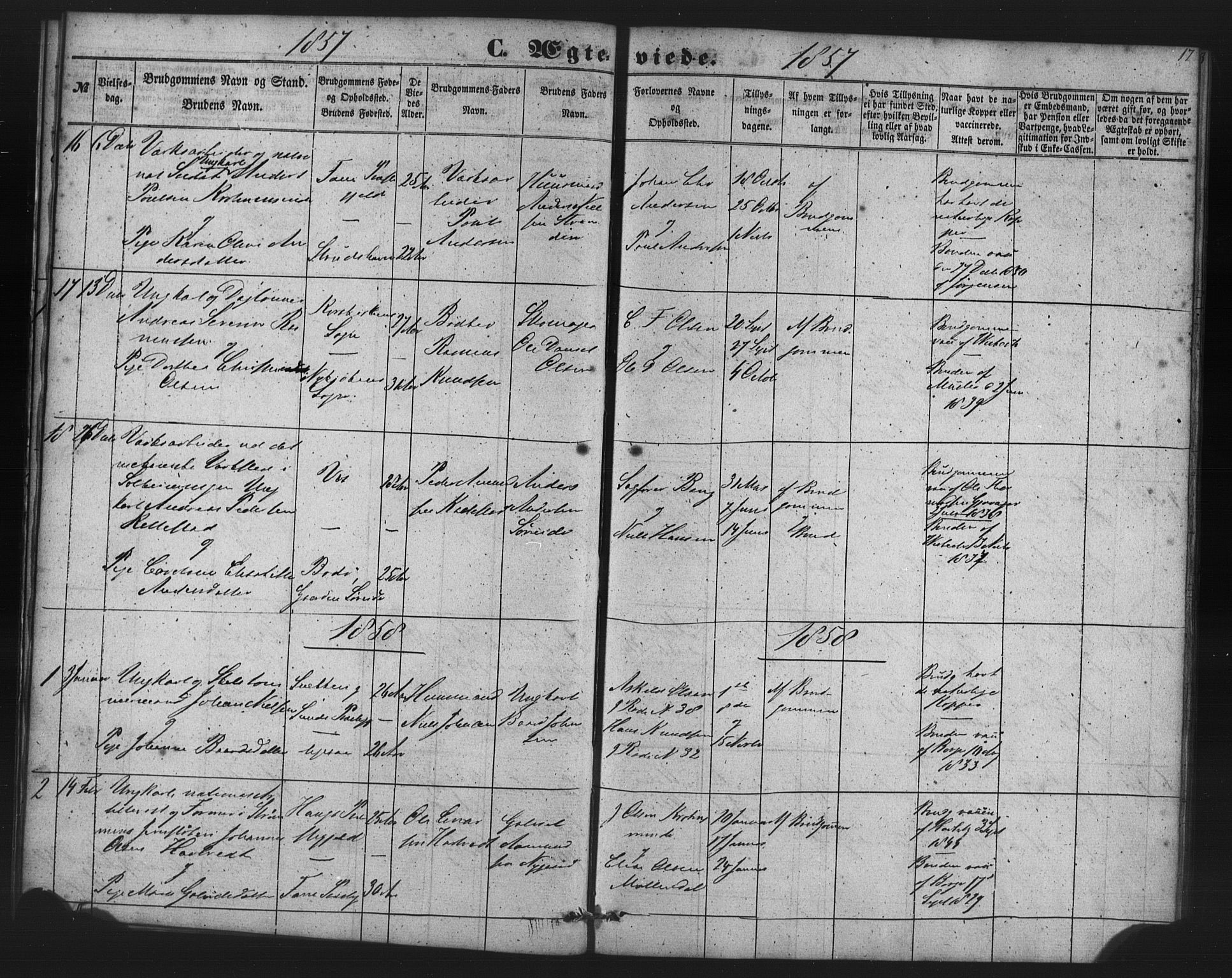 St. Jørgens hospital og Årstad sokneprestembete, AV/SAB-A-99934: Parish register (copy) no. A 7, 1854-1886, p. 17