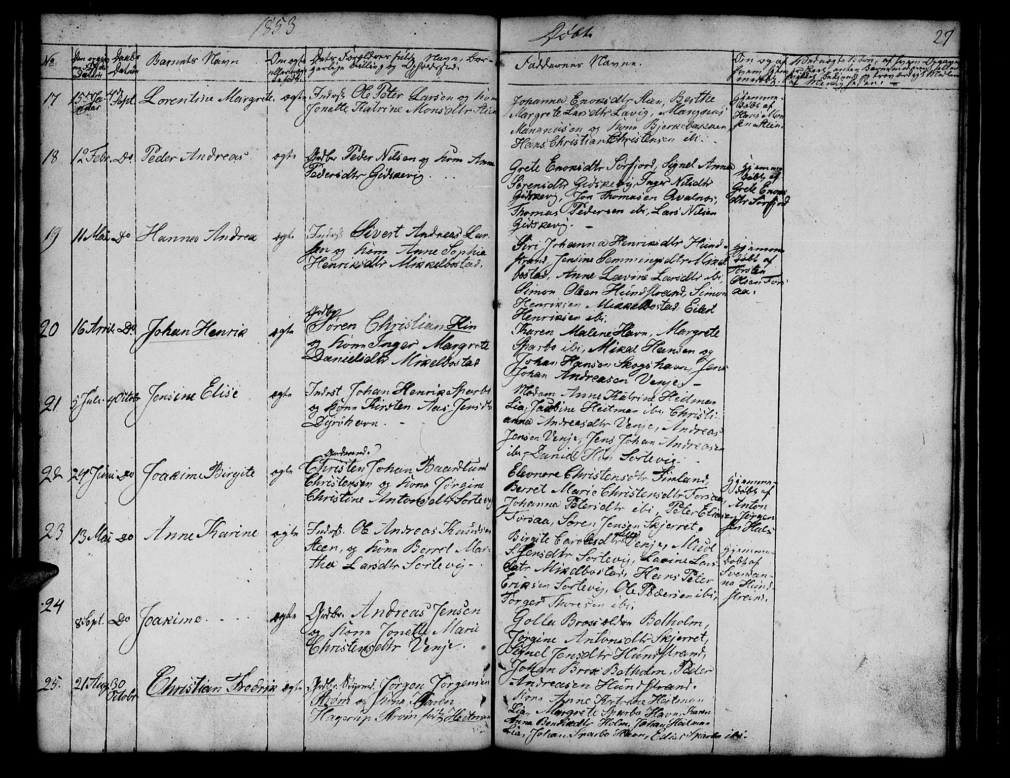 Tranøy sokneprestkontor, AV/SATØ-S-1313/I/Ia/Iab/L0011klokker: Parish register (copy) no. 11, 1845-1859, p. 27