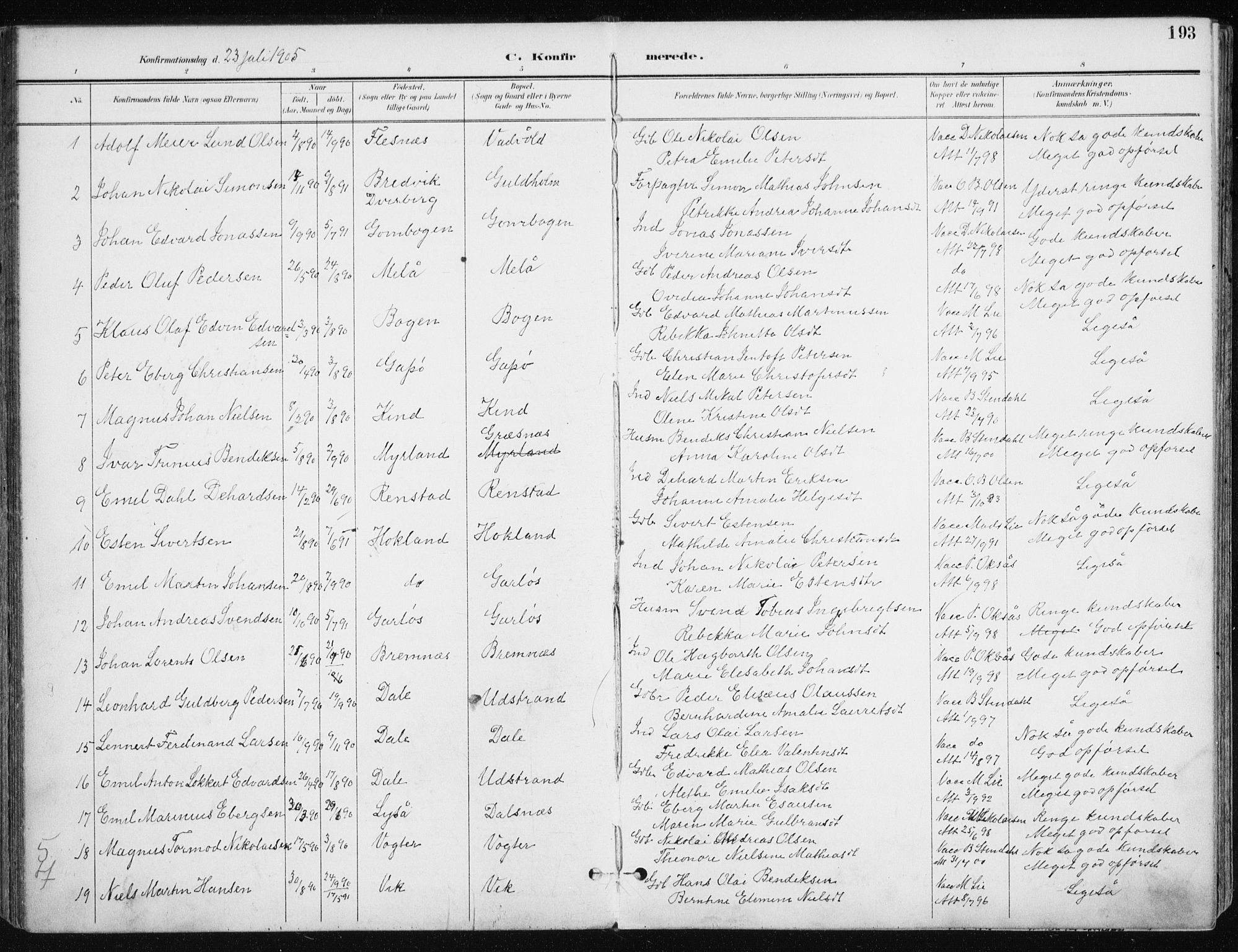 Kvæfjord sokneprestkontor, AV/SATØ-S-1323/G/Ga/Gaa/L0006kirke: Parish register (official) no. 6, 1895-1914, p. 193
