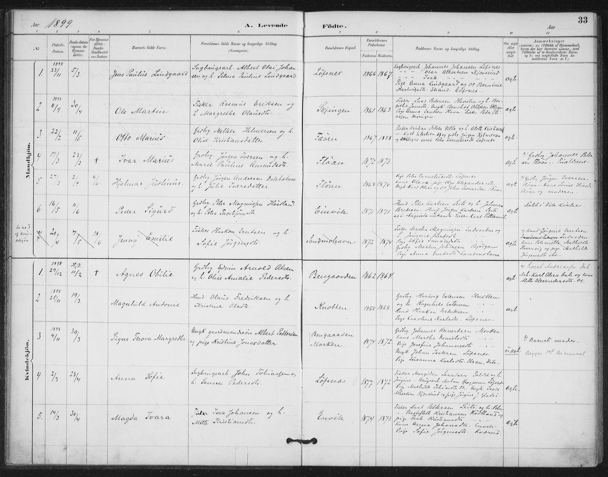 Ministerialprotokoller, klokkerbøker og fødselsregistre - Nord-Trøndelag, SAT/A-1458/772/L0603: Parish register (official) no. 772A01, 1885-1912, p. 33