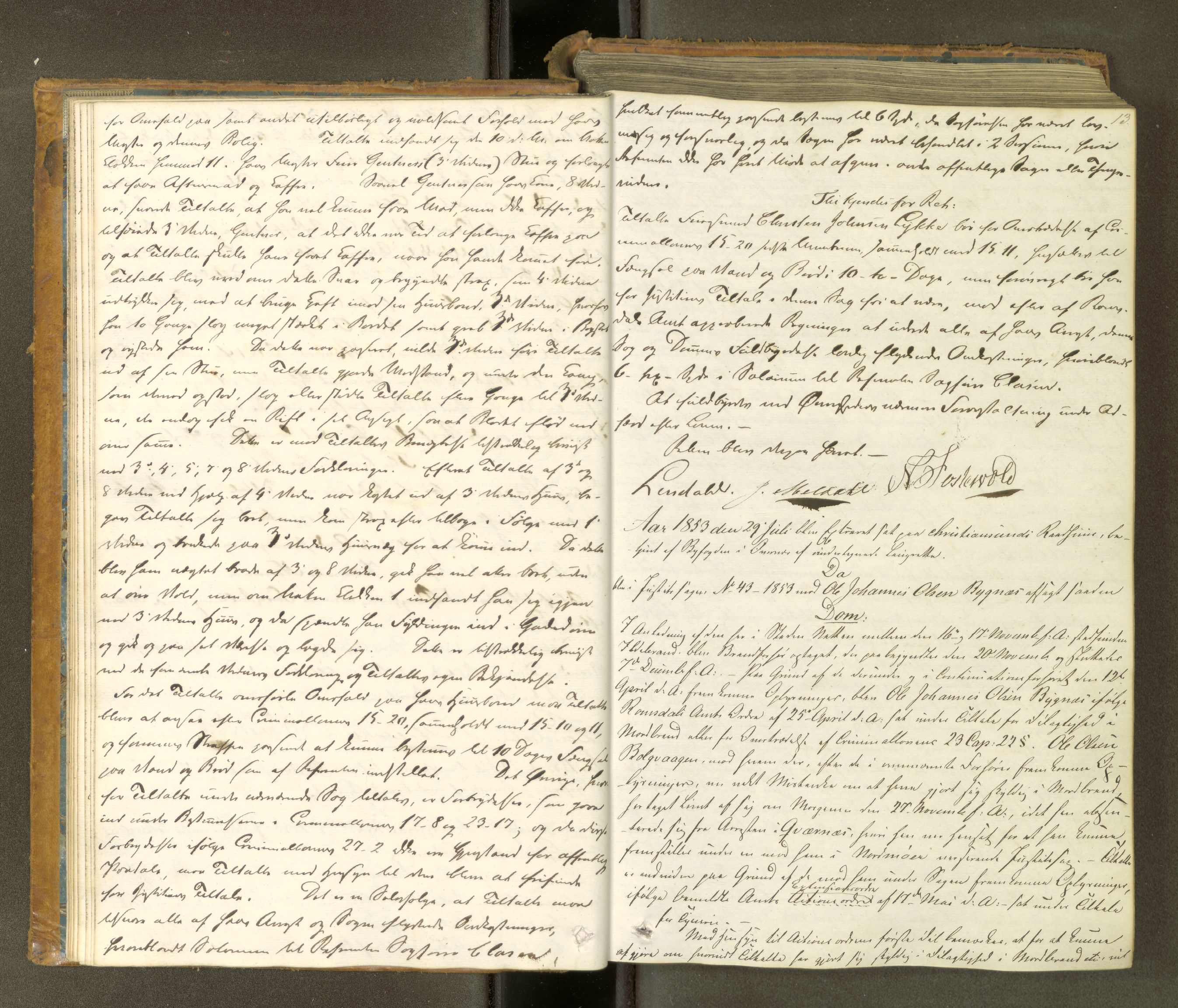 Kristiansund byfogd, AV/SAT-A-4587/A/04/L0001: Domprotokoll. Aut. 14.02.1853, 1853-1857, p. 12b-13a