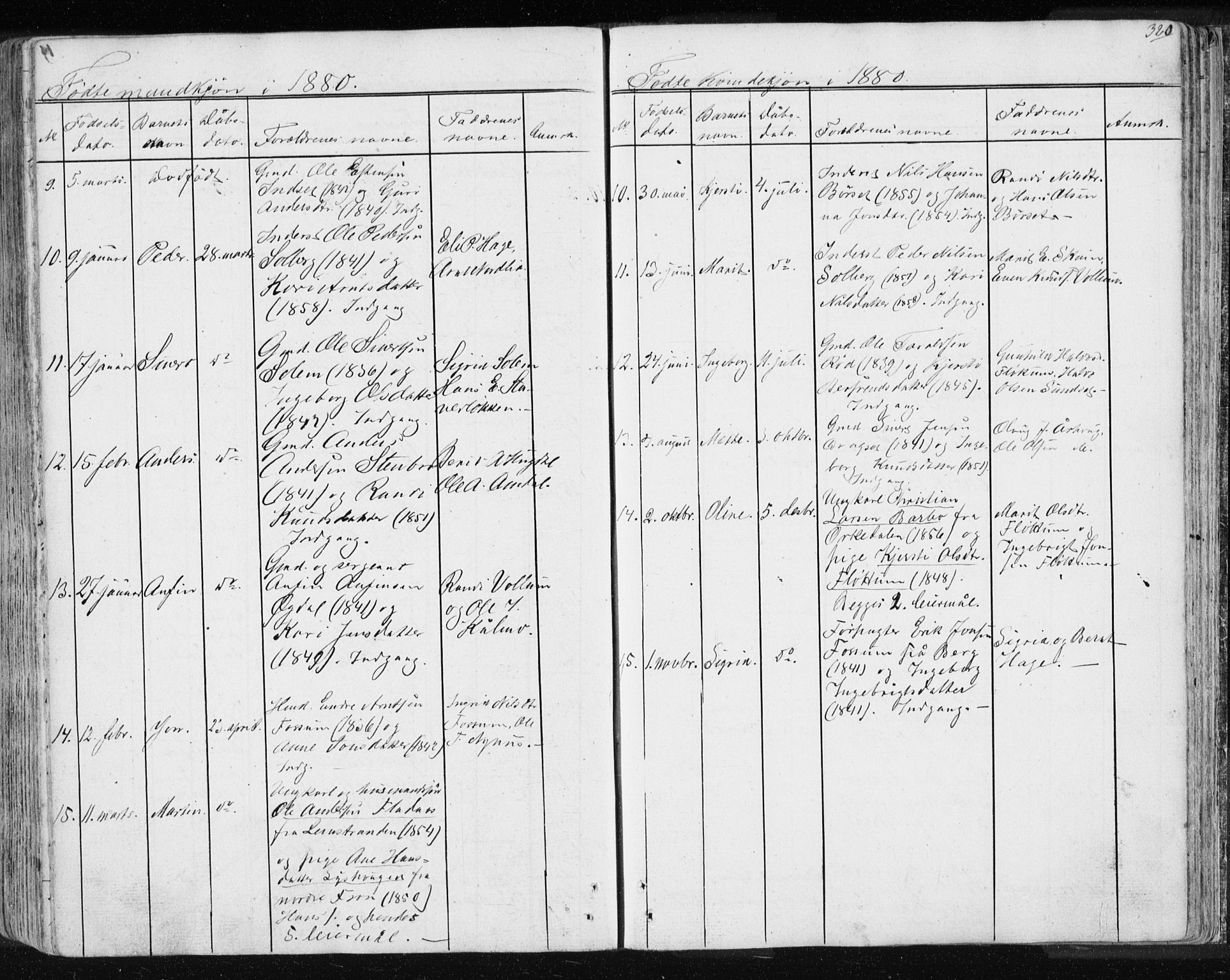 Ministerialprotokoller, klokkerbøker og fødselsregistre - Sør-Trøndelag, SAT/A-1456/689/L1043: Parish register (copy) no. 689C02, 1816-1892, p. 320
