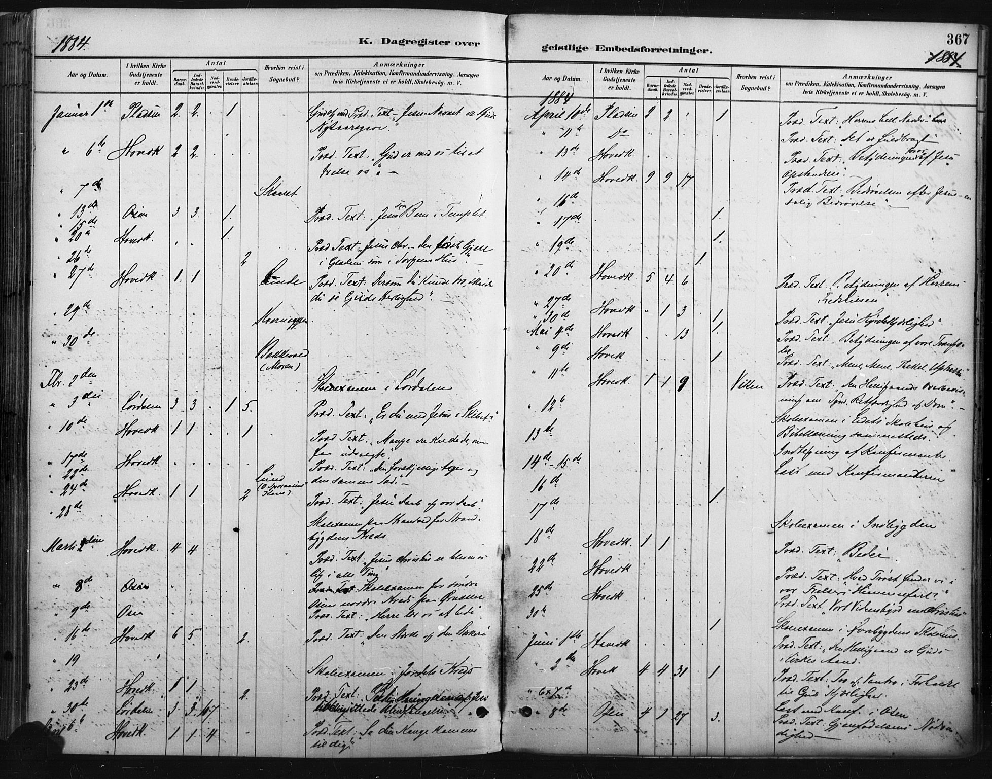 Trysil prestekontor, AV/SAH-PREST-046/H/Ha/Haa/L0009: Parish register (official) no. 9, 1881-1897, p. 367