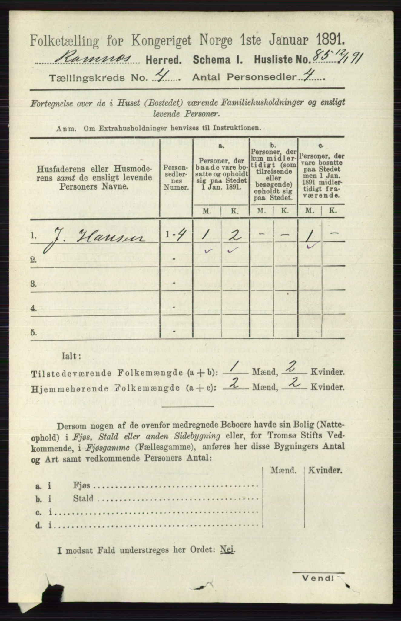 RA, 1891 census for 0718 Ramnes, 1891, p. 1945