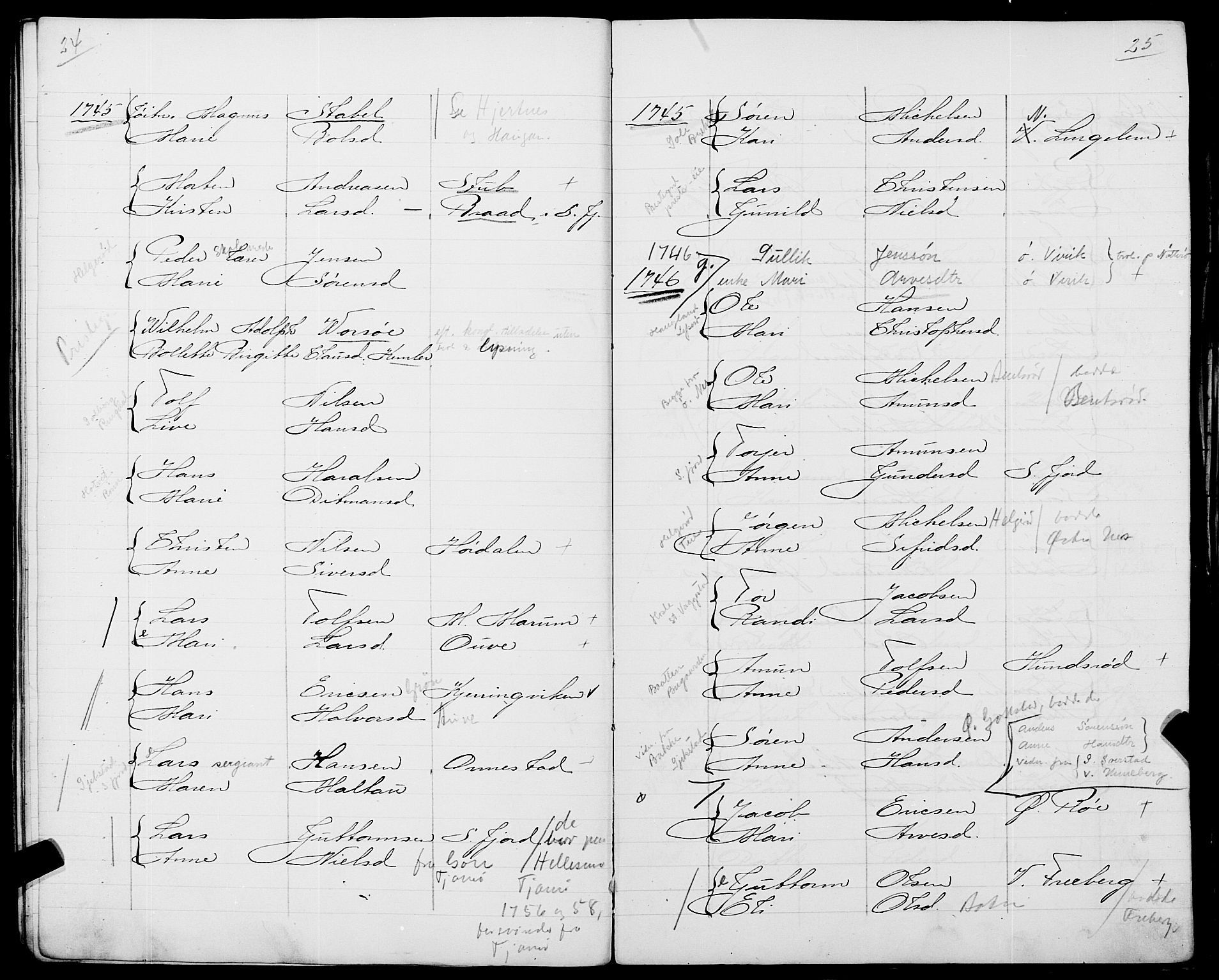 Sandar sokneprestkontor, SAKO/A-242/Y/Ya/L0006: Other parish register no. 1 /1, 1709-1871, p. 24-25
