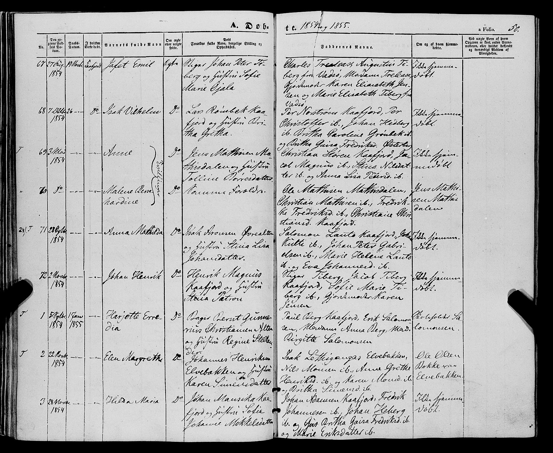 Talvik sokneprestkontor, SATØ/S-1337/H/Ha/L0016kirke: Parish register (official) no. 16, 1847-1857, p. 50