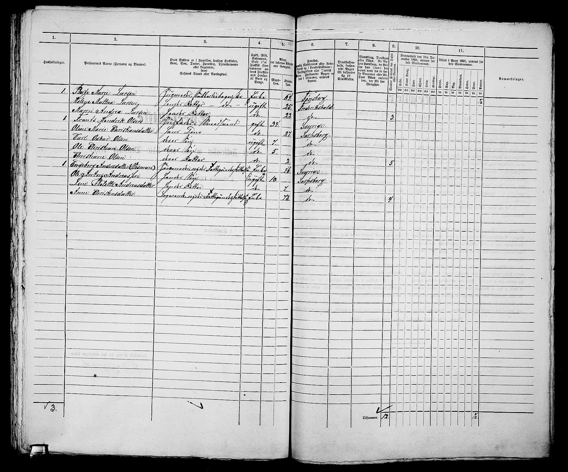 RA, 1865 census for Sarpsborg, 1865, p. 482