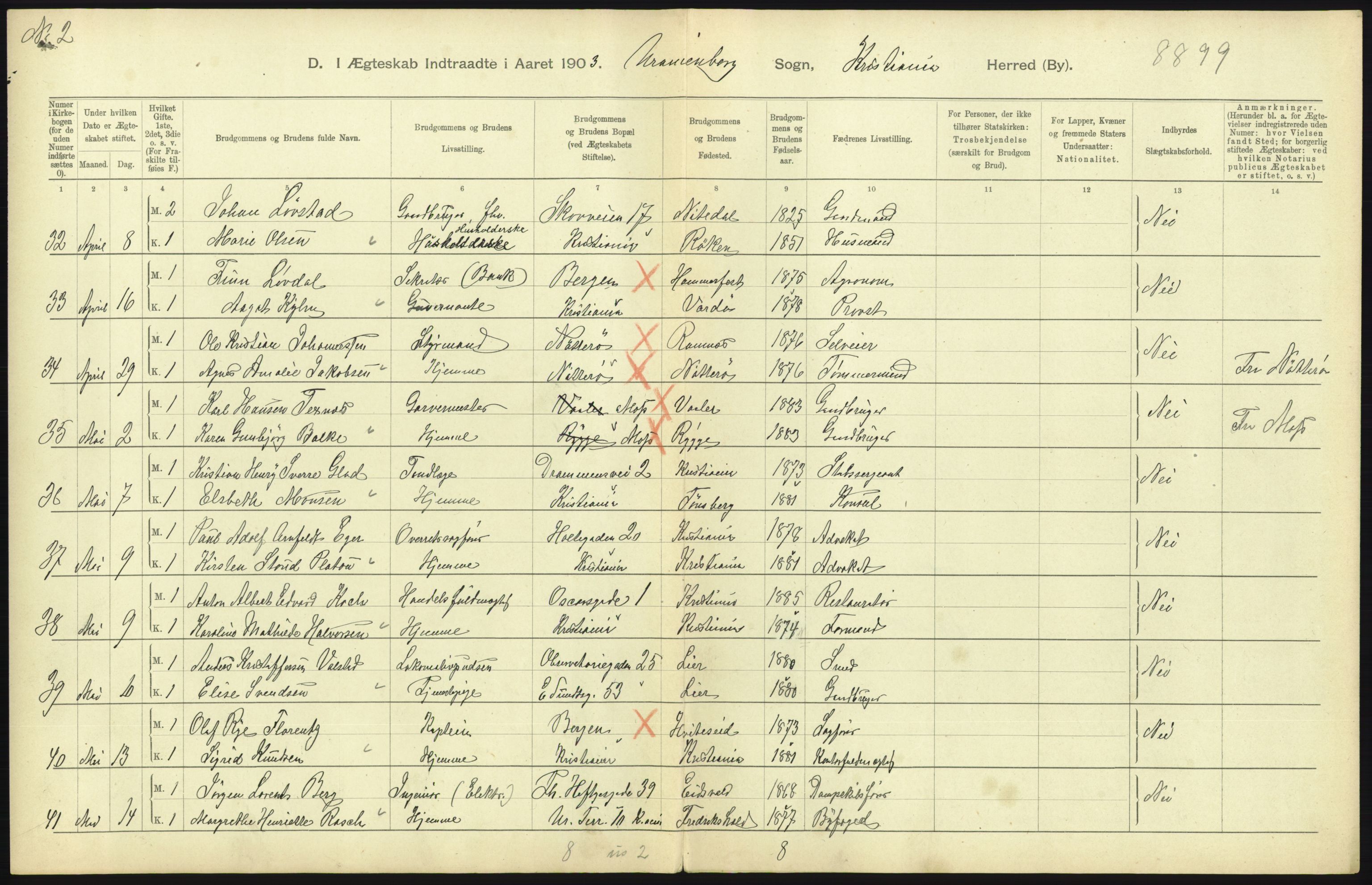 Statistisk sentralbyrå, Sosiodemografiske emner, Befolkning, AV/RA-S-2228/D/Df/Dfa/Dfaa/L0004: Kristiania: Gifte, døde, 1903, p. 669