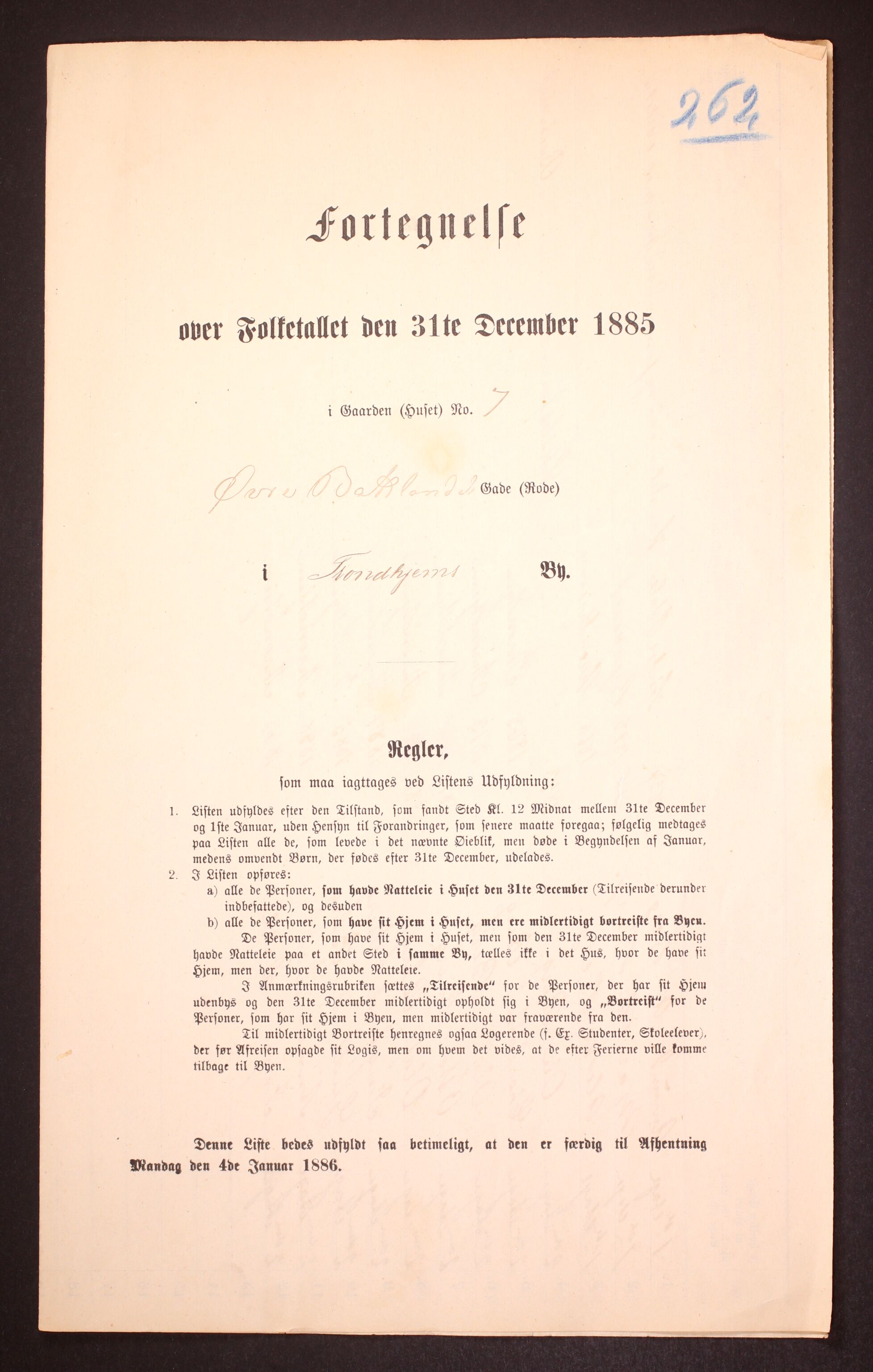 SAT, 1885 census for 1601 Trondheim, 1885, p. 2688