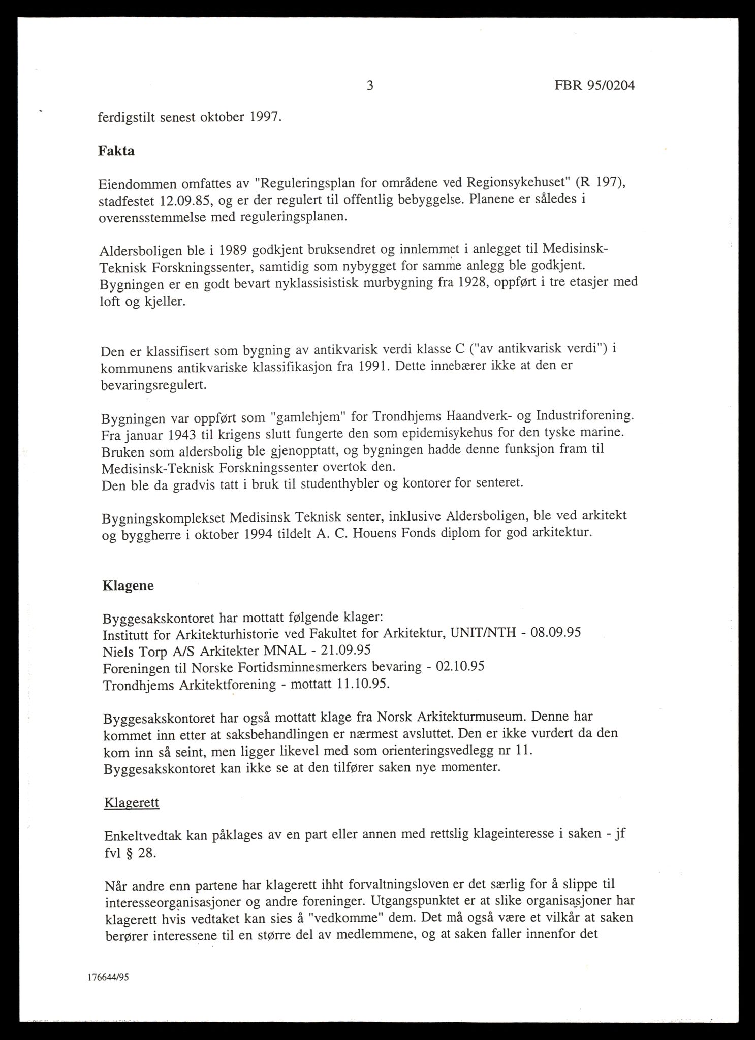 Fortidsminneforeningen, Den trønderske avdeling, AV/SAT-PA-0592/D/Da/L0035: Sakarkiv etter nøkkel, p. 263