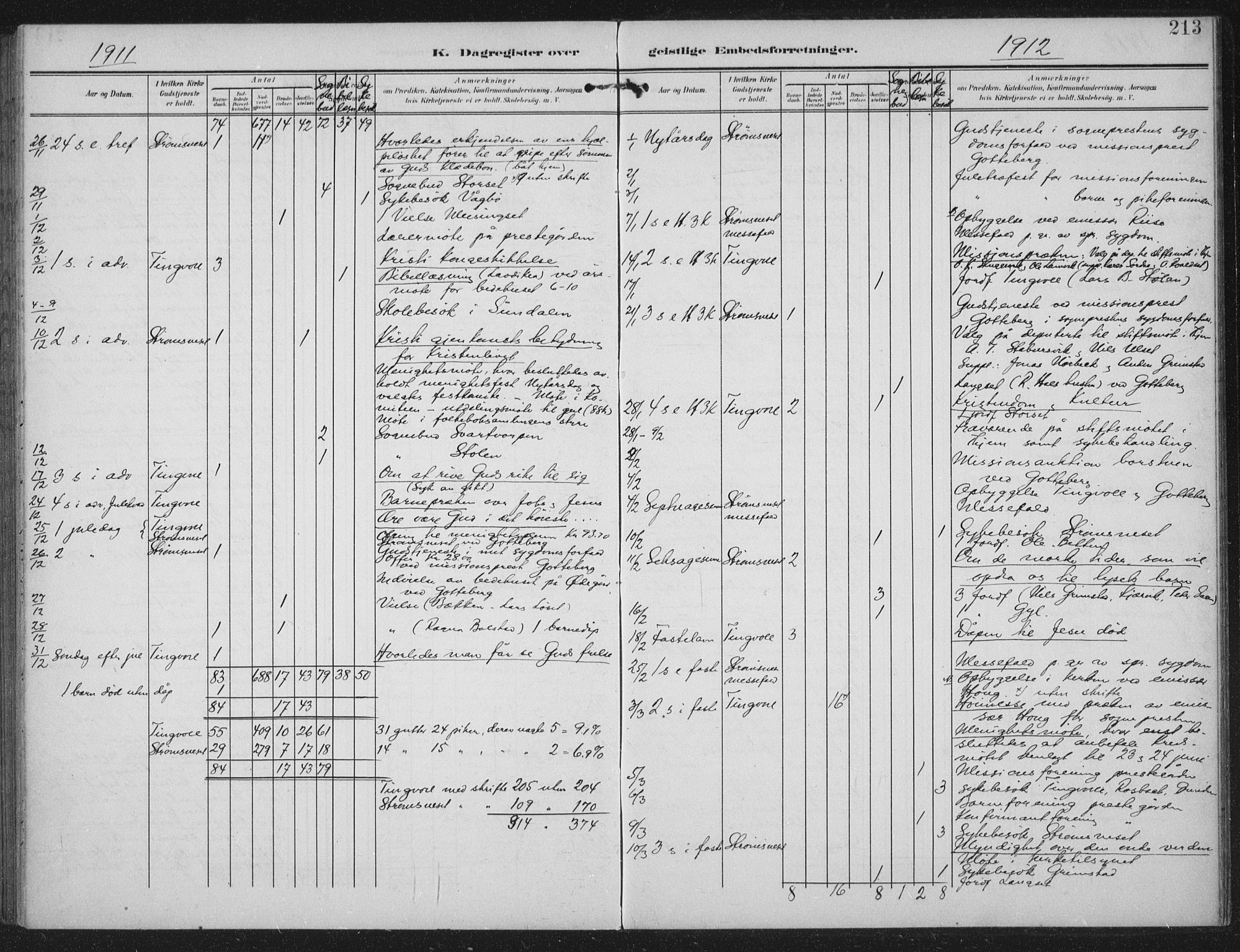 Ministerialprotokoller, klokkerbøker og fødselsregistre - Møre og Romsdal, AV/SAT-A-1454/586/L0989: Parish register (official) no. 586A15, 1906-1915, p. 213