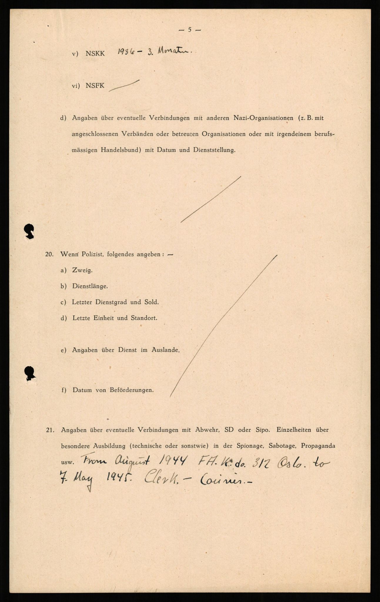 Forsvaret, Forsvarets overkommando II, AV/RA-RAFA-3915/D/Db/L0018: CI Questionaires. Tyske okkupasjonsstyrker i Norge. Tyskere., 1945-1946, p. 145