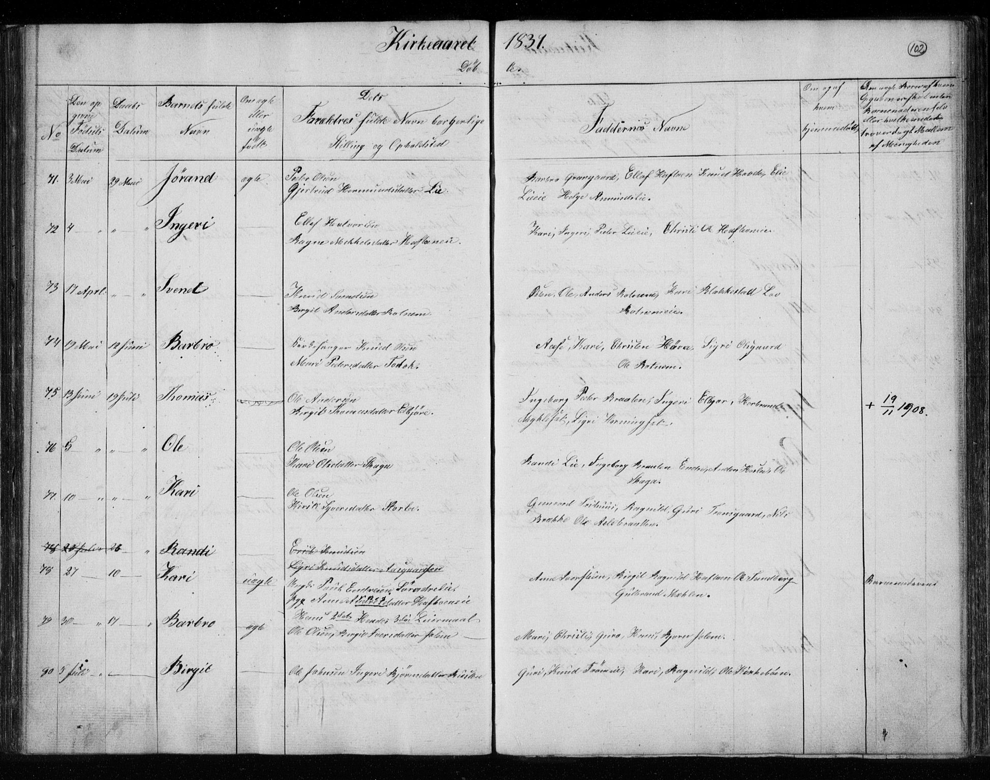 Gol kirkebøker, AV/SAKO-A-226/F/Fa/L0001: Parish register (official) no. I 1, 1821-1837, p. 102