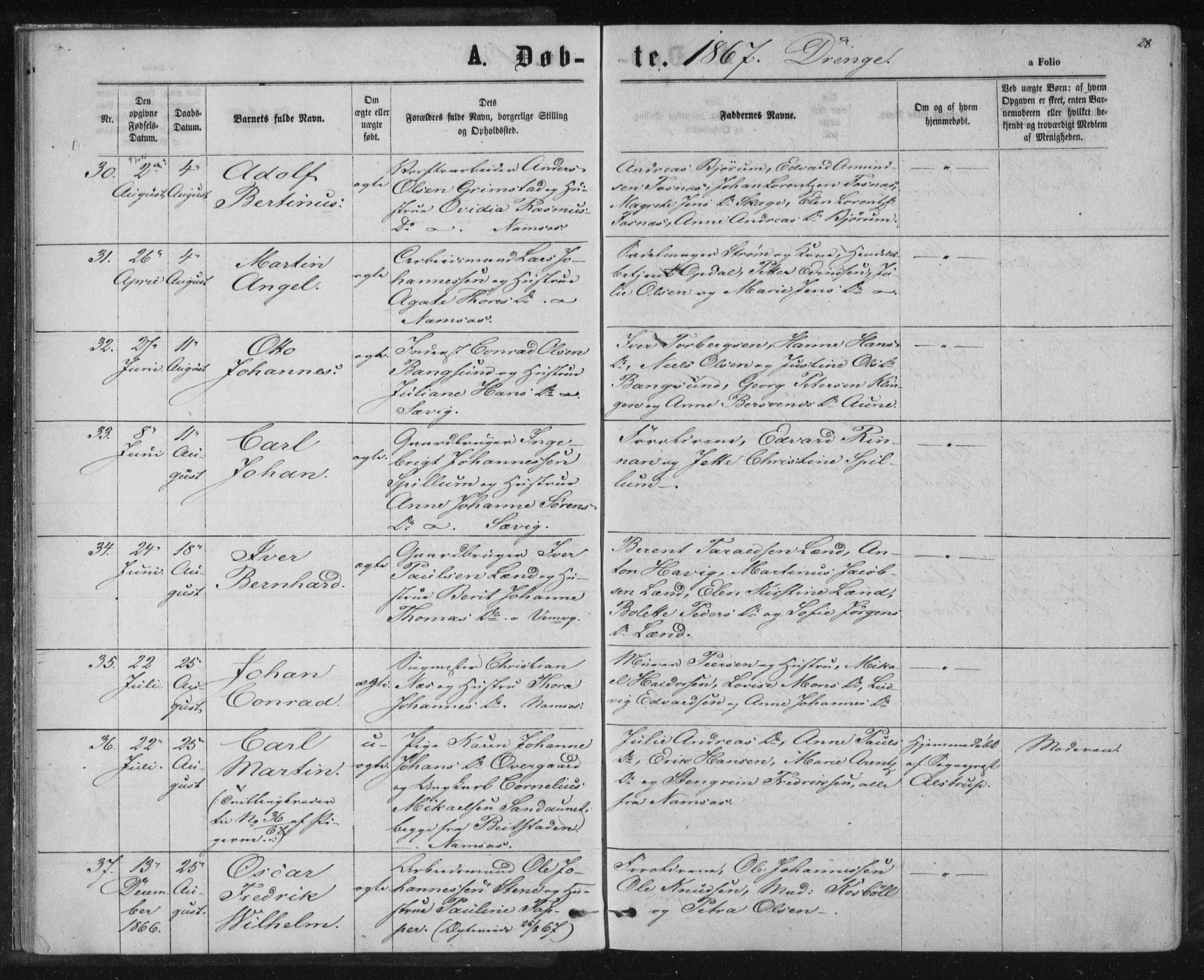 Ministerialprotokoller, klokkerbøker og fødselsregistre - Nord-Trøndelag, AV/SAT-A-1458/768/L0570: Parish register (official) no. 768A05, 1865-1874, p. 28