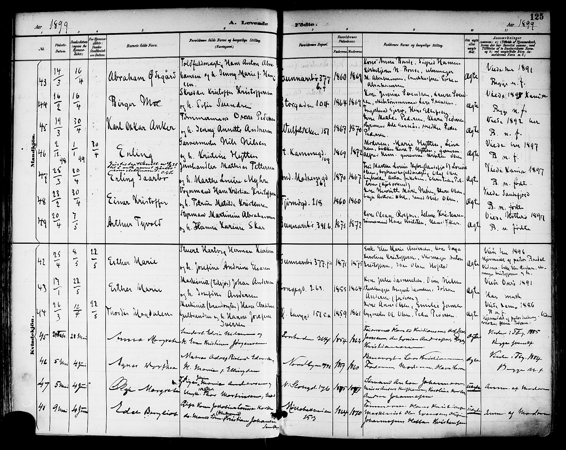 Tønsberg kirkebøker, AV/SAKO-A-330/F/Fa/L0012: Parish register (official) no. I 12, 1891-1899, p. 125