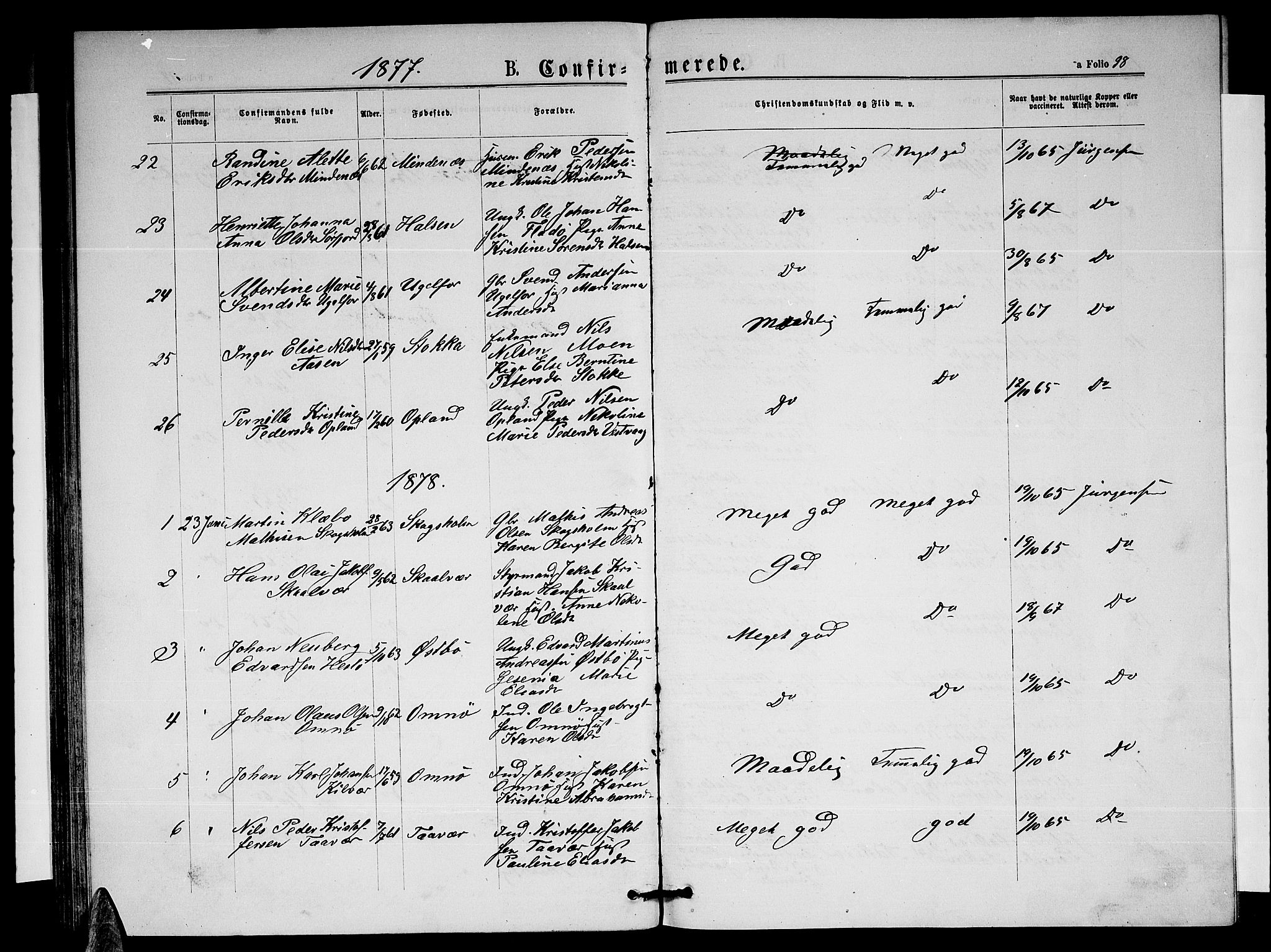 Ministerialprotokoller, klokkerbøker og fødselsregistre - Nordland, AV/SAT-A-1459/817/L0267: Parish register (copy) no. 817C02, 1870-1883, p. 98